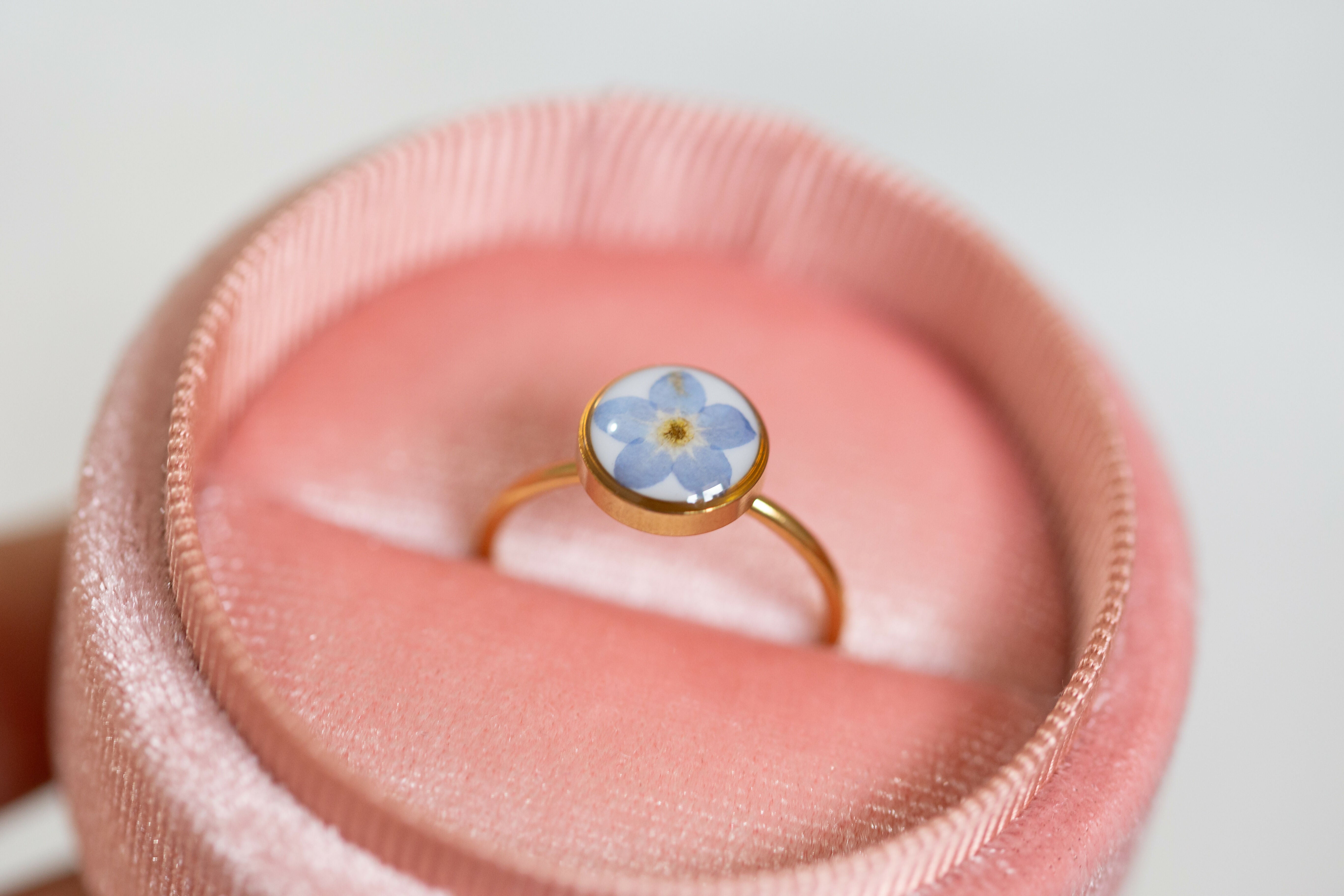 Forget Me Not Adjustable Ring Gold Plated with Velvet Gift Box