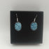 Blue and White Striped Enamel Oval Earrings