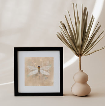 'Emperor' Dragonfly Illustration Square Print Mounted