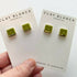 Square Lime Green Stud Earrings