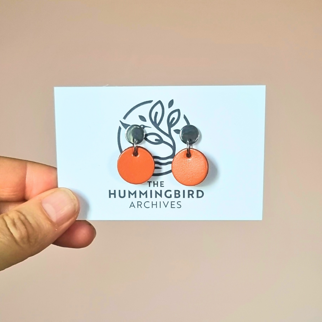 Orange Mini Circle Earrings