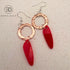 Red Organic Acrylic & Hand-Hammered Copper Earrings