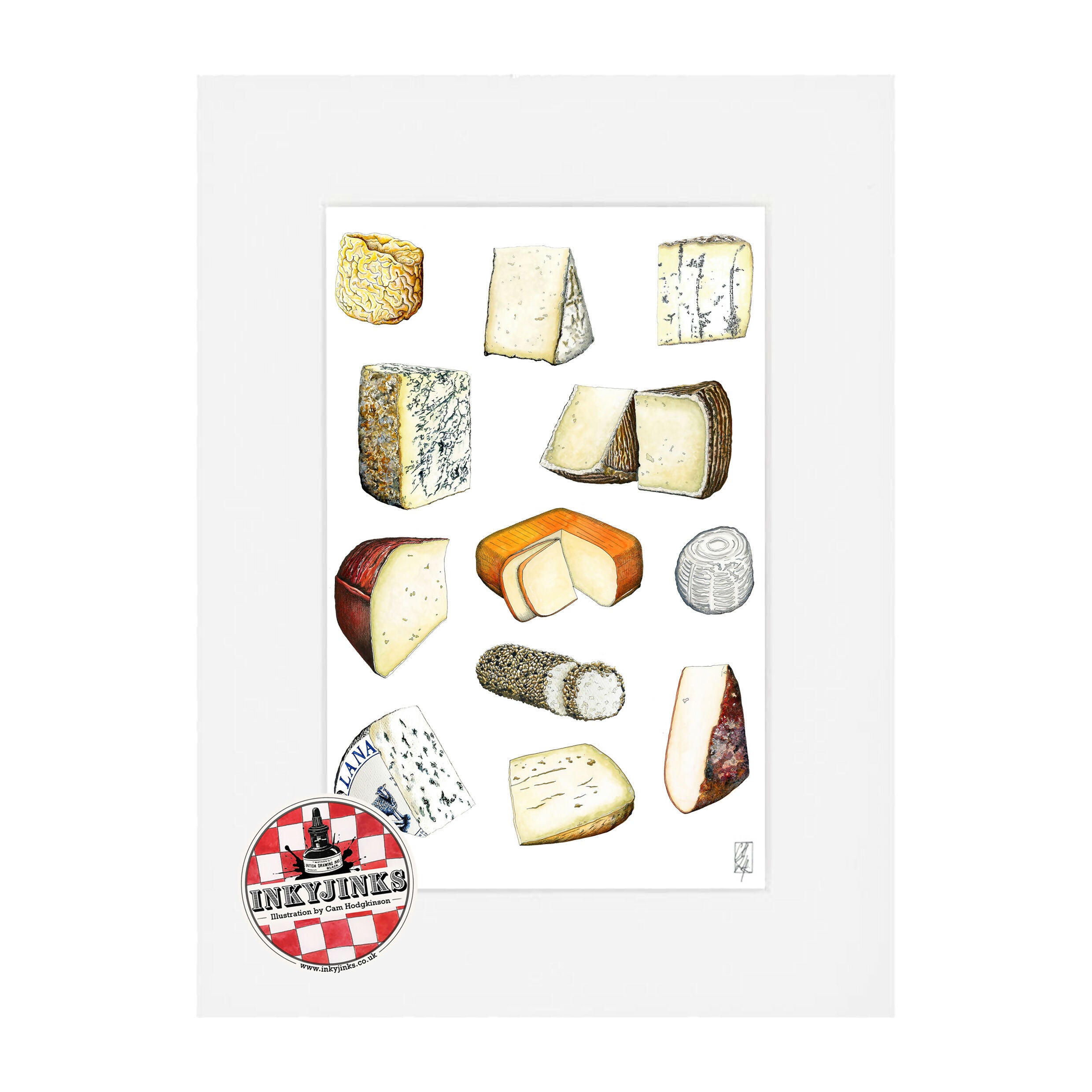 10”x 8” Mounted and Backed Giclée Print of Cheeses