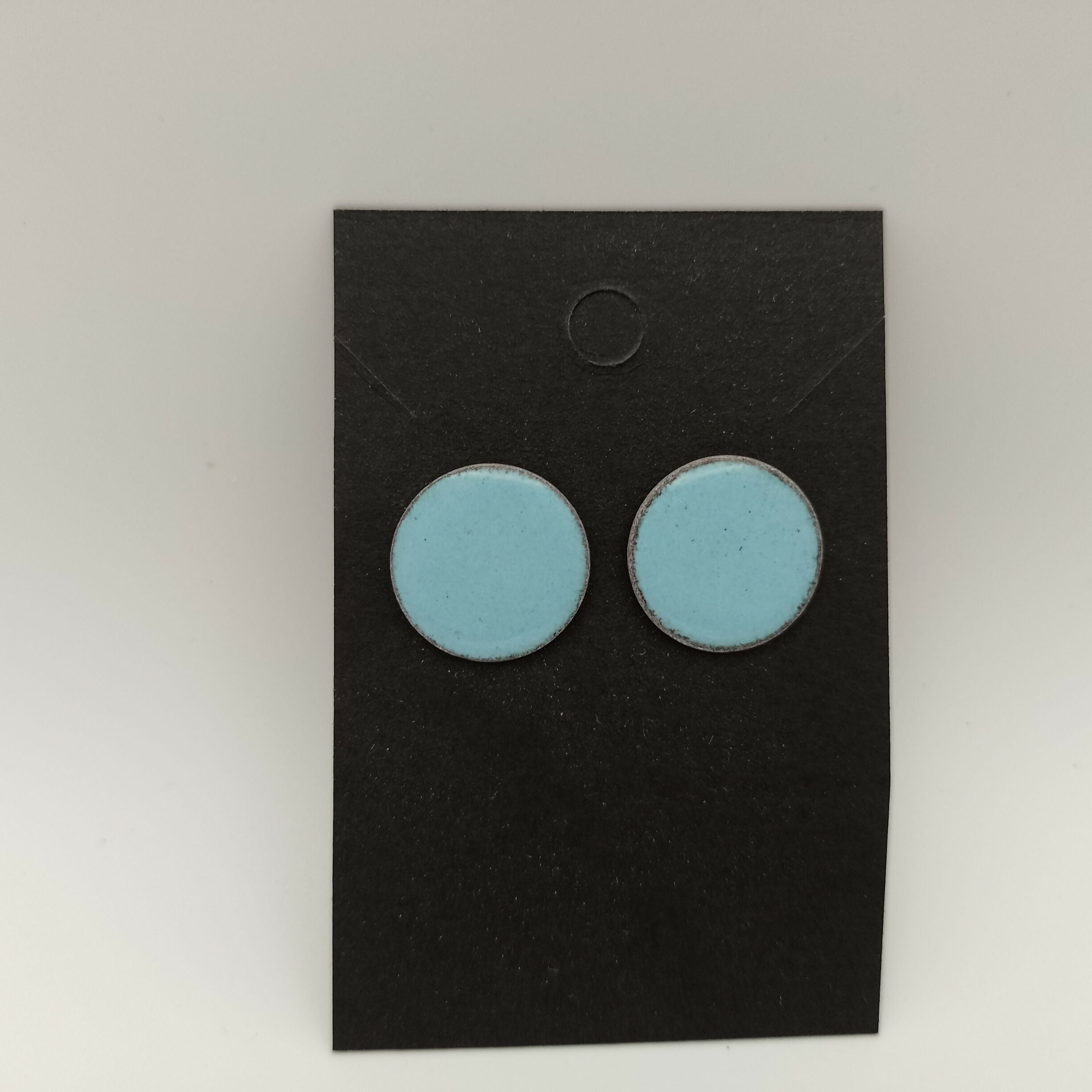Light Blue Enamel Circle Stud Earrings
