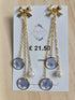 Stainless Steel Real Forget Me Not and Pearl Dangle Earrings
