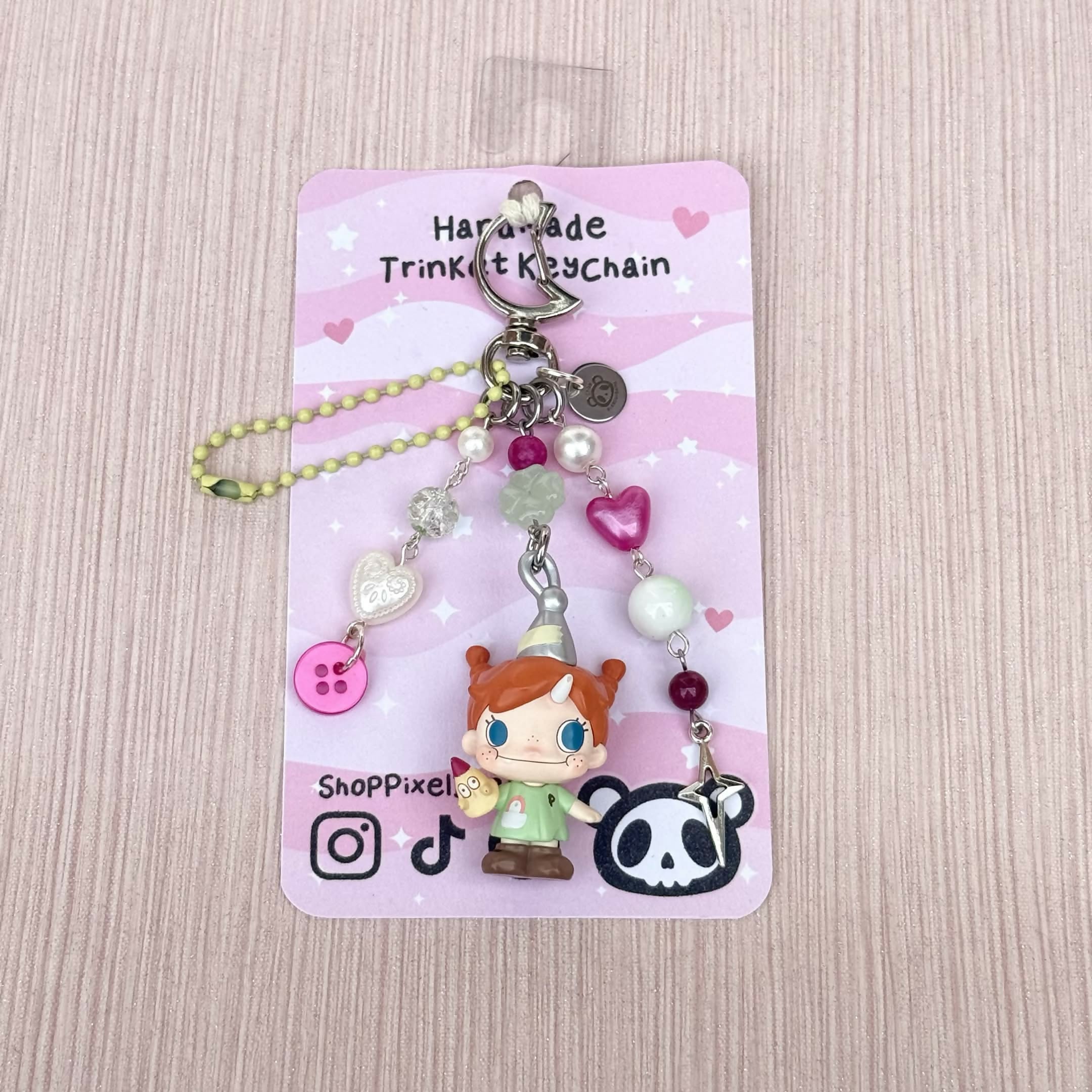 Party Monster Toy Figure Beaded Trinket Keychain