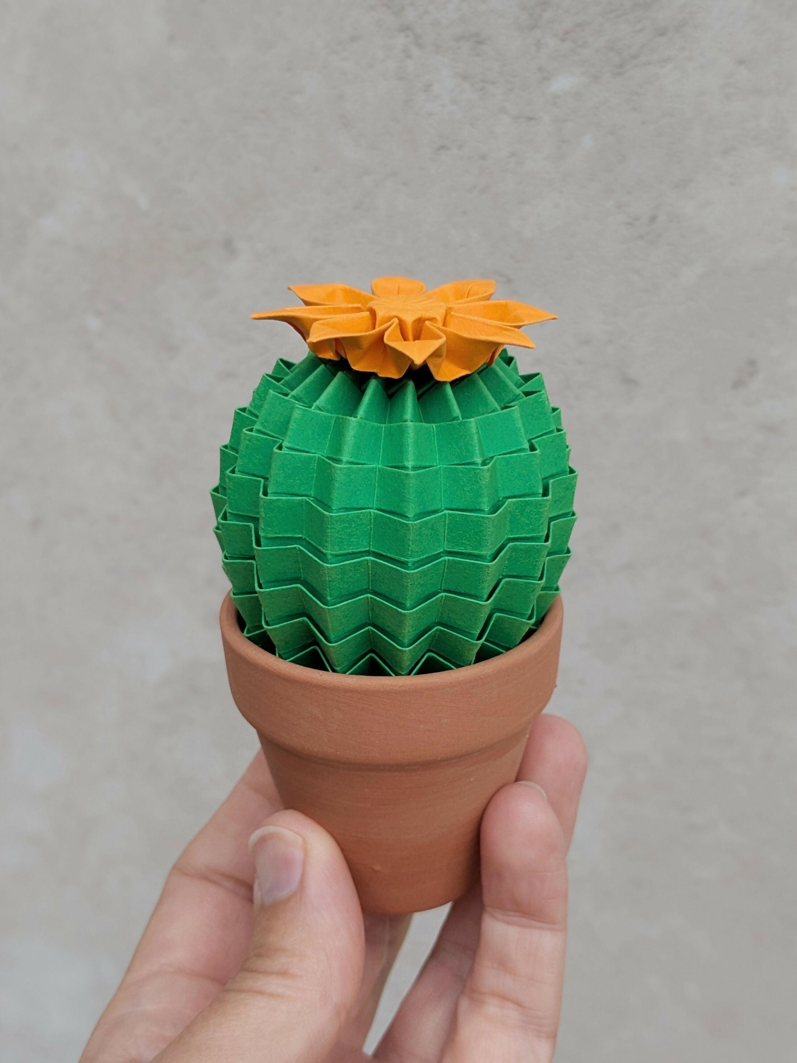 Origami Paper Cactus in Terracotta Pot