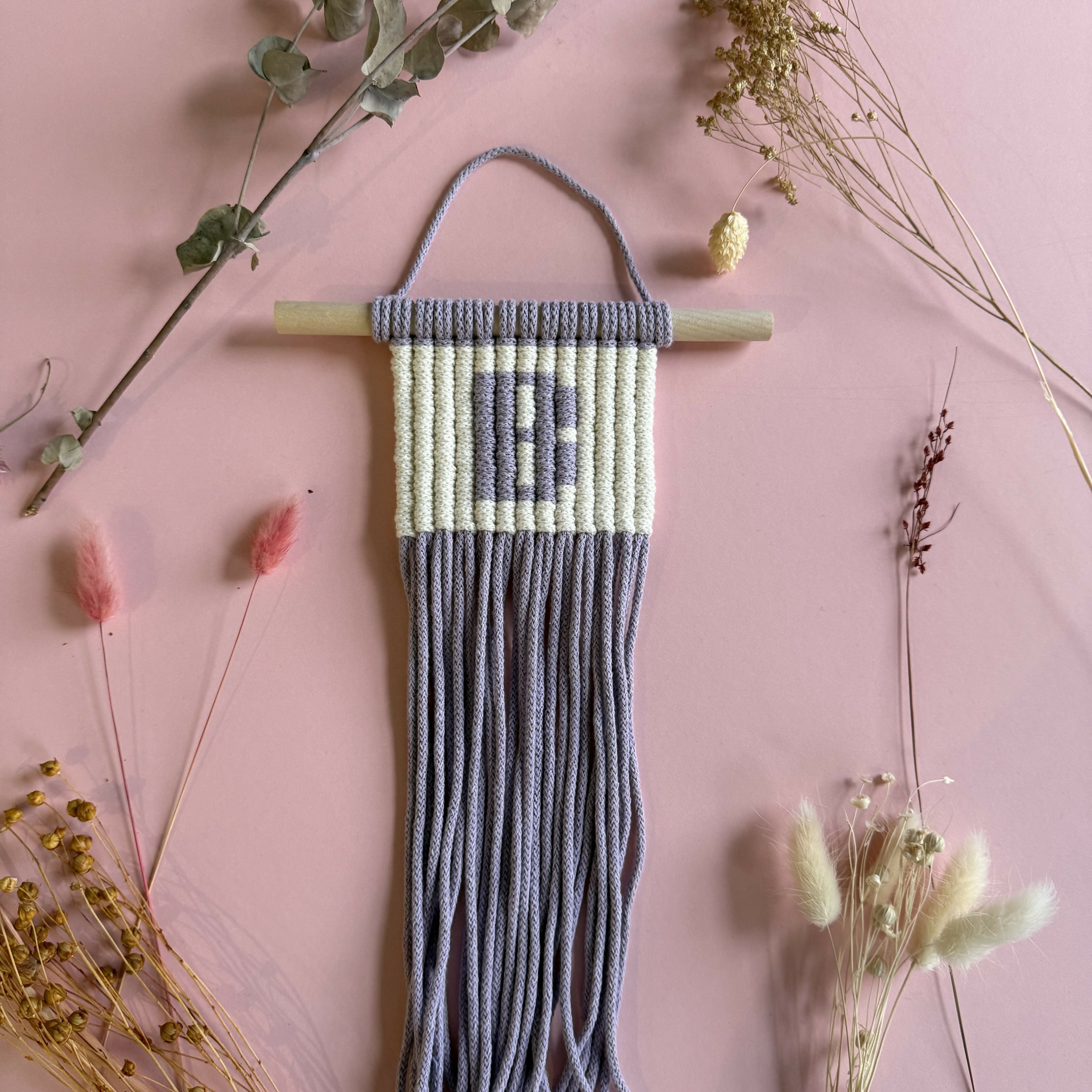 Initial Macrame Wall Hanging (Purple)