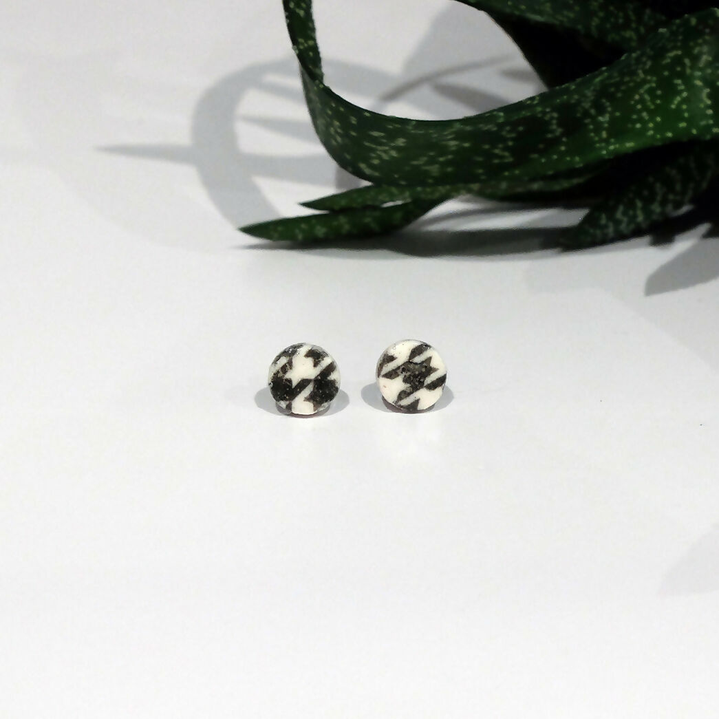 Houndstooth Stud Earrings - Handmade Polymer Clay - Polly Plant