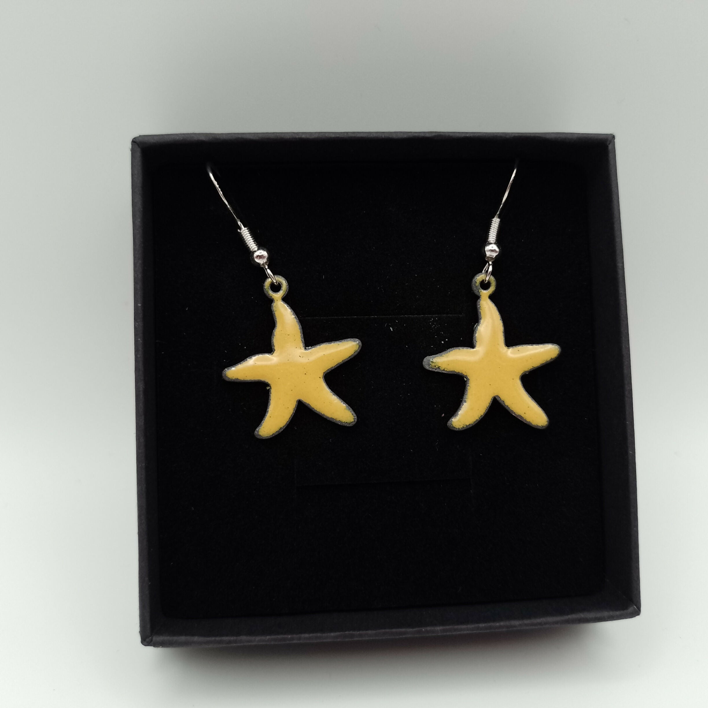 Yellow Starfish Enamel Earrings