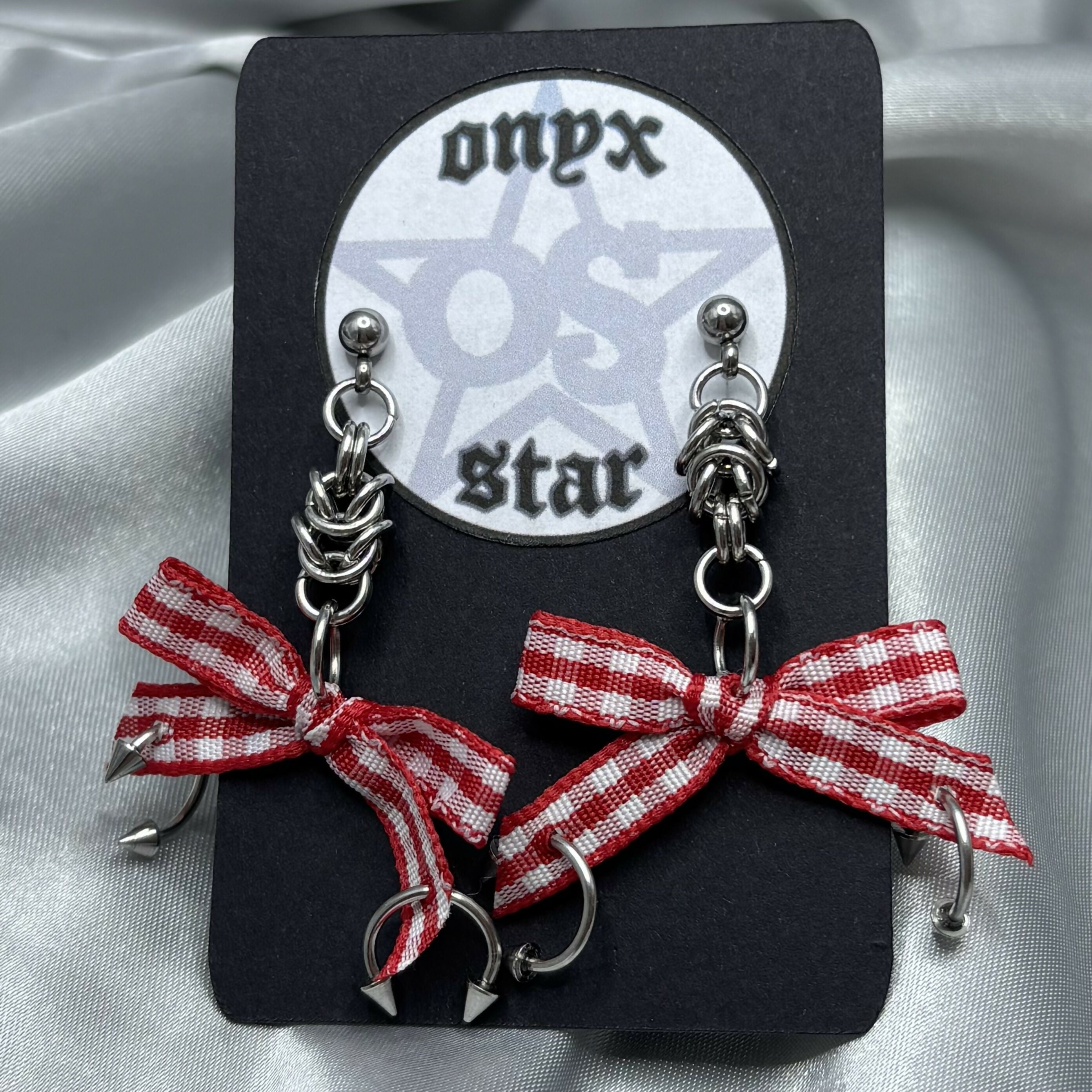 Pierced Red Bow Earrings