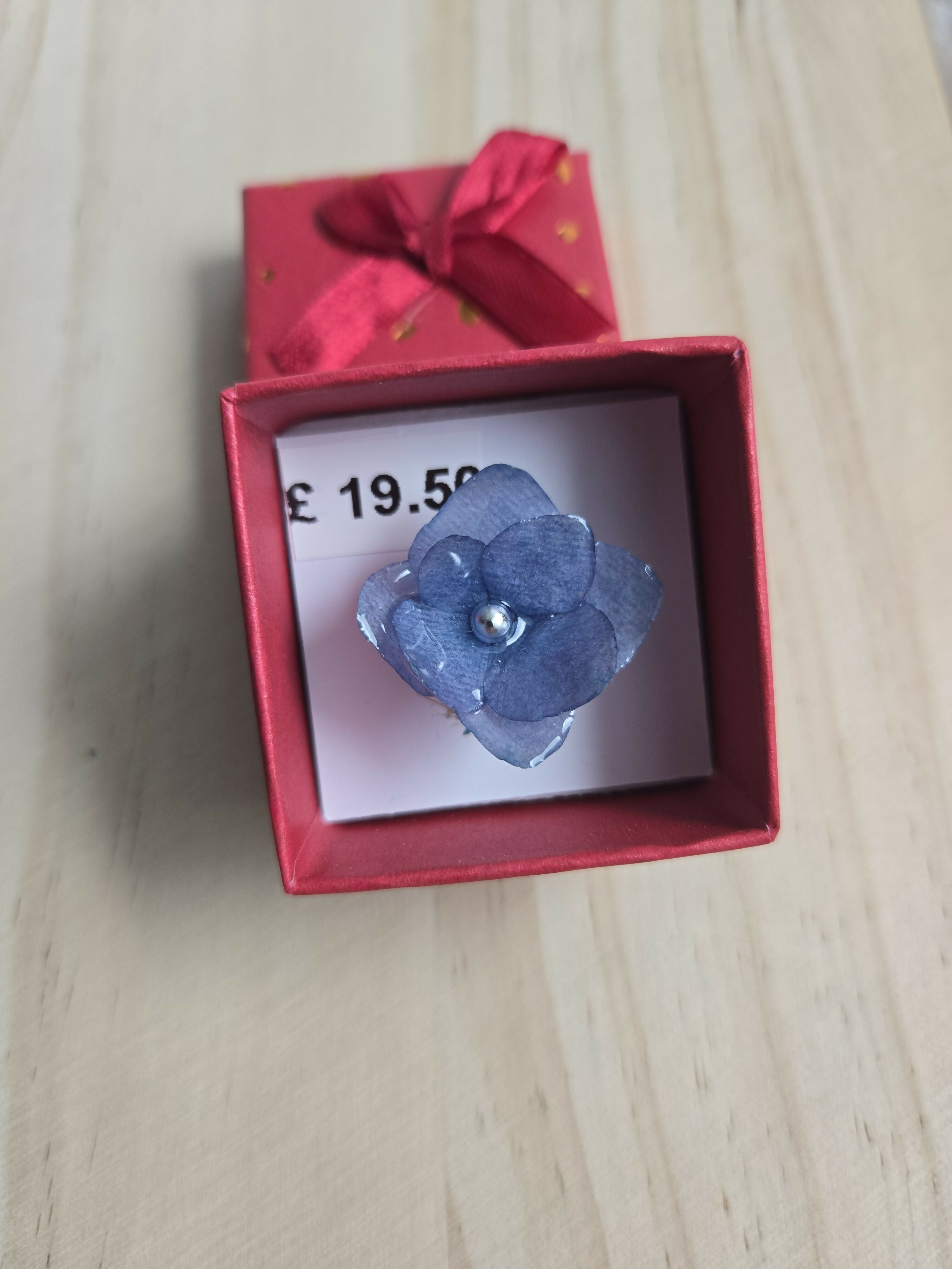Stainless Steel Real Hydrangea Ring