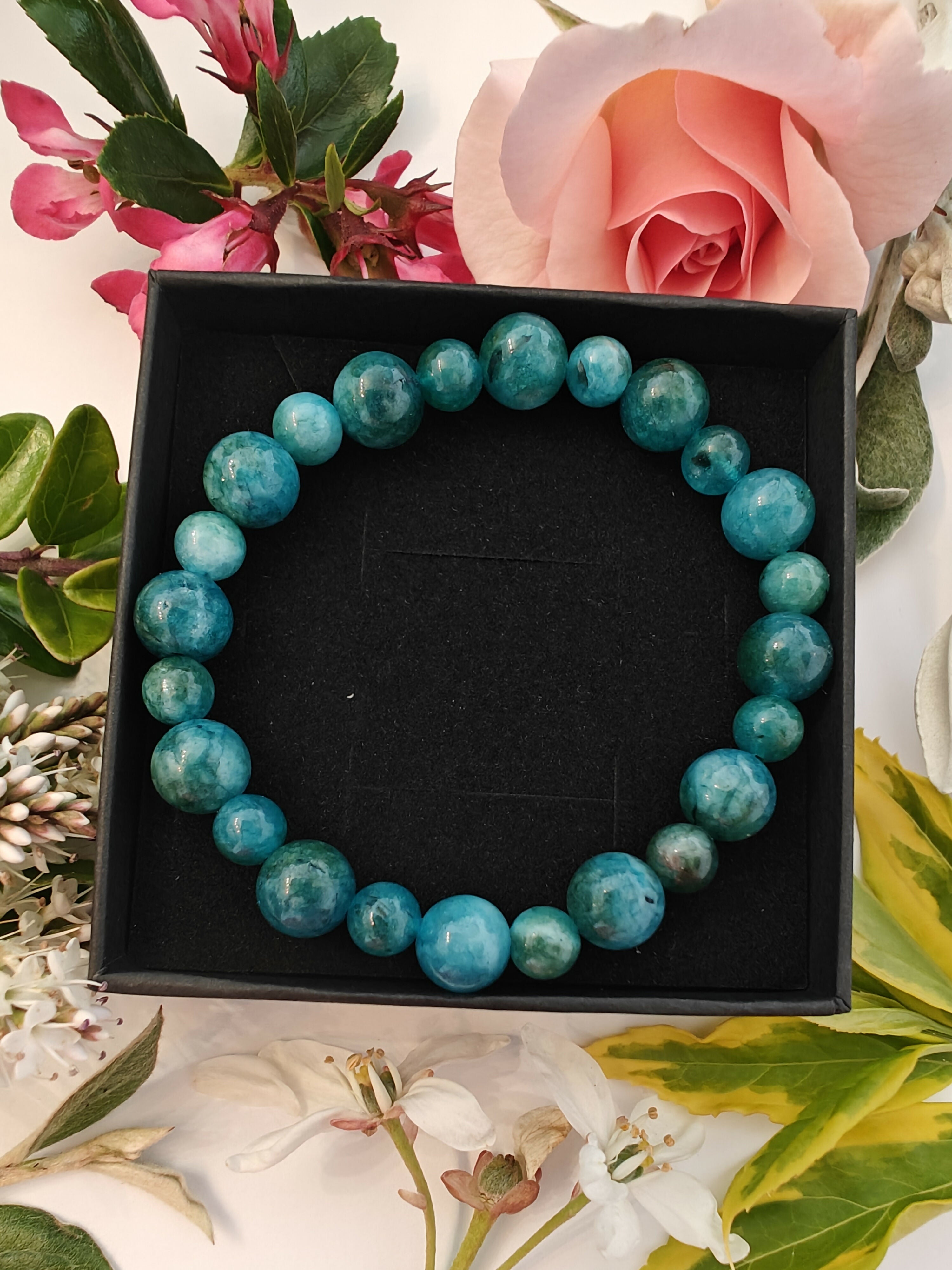 Blue Apatite Crystal Bead Bracelet
