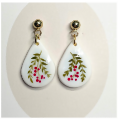 Polymer Clay Earrings With Gold Plated Fastenings