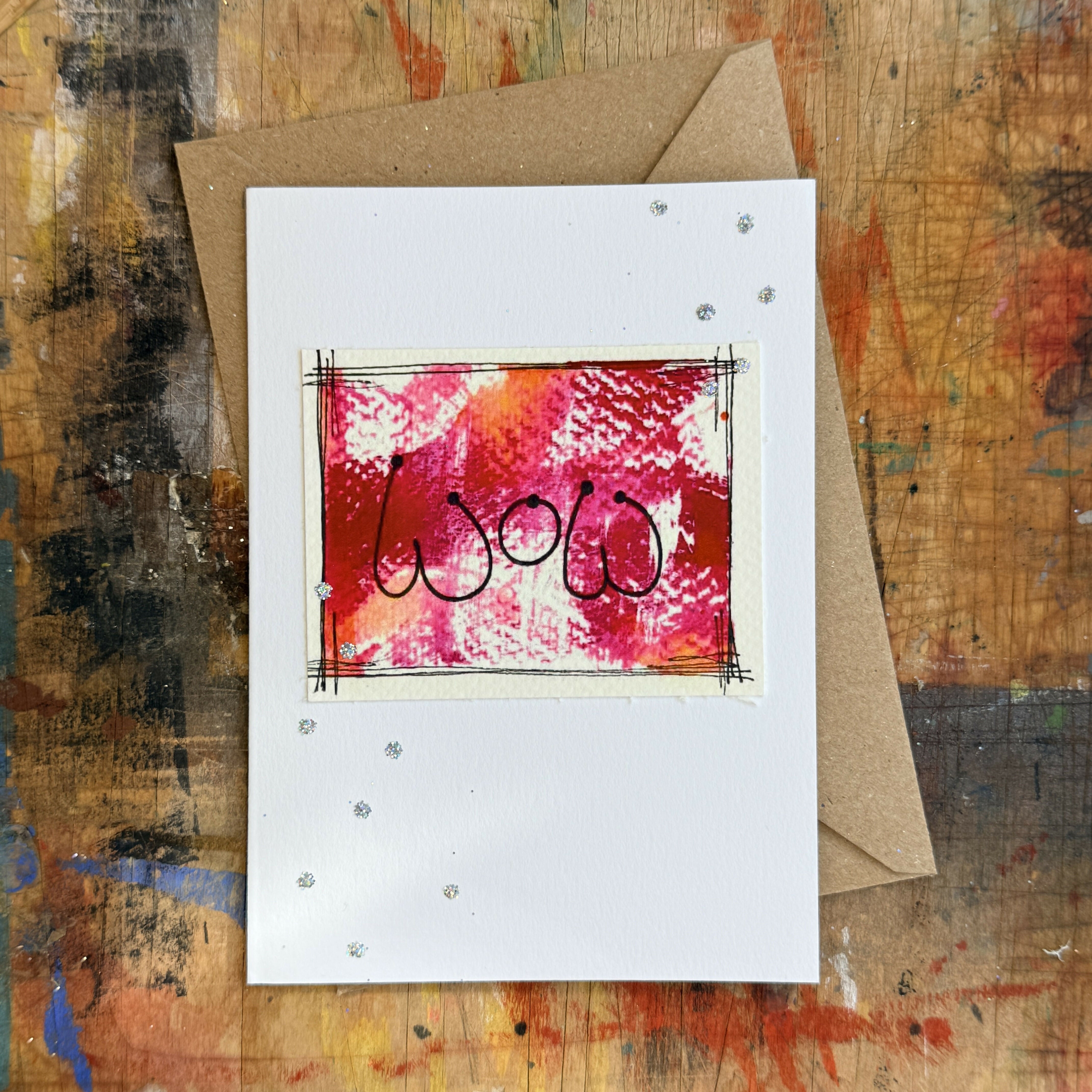 Abstract Wow Card in Pink