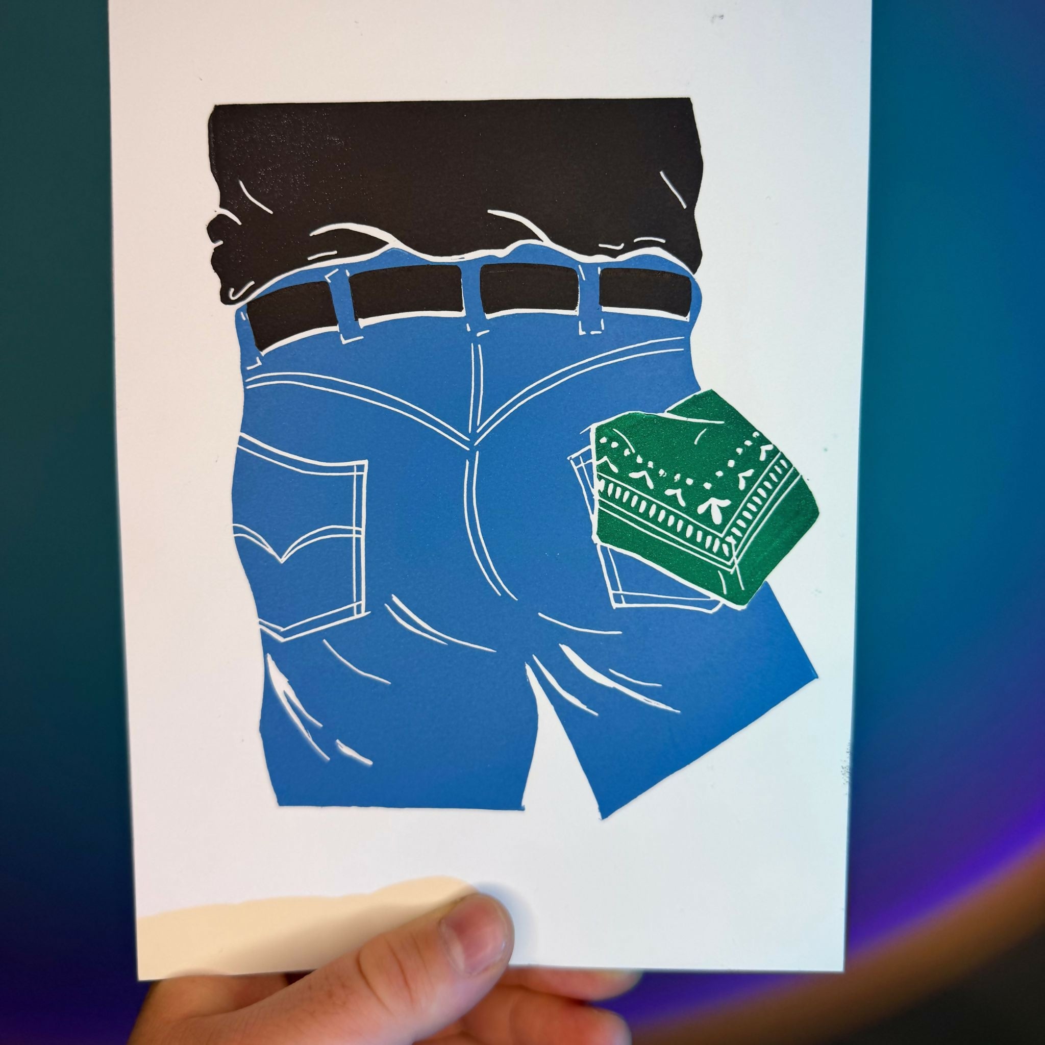 Original Lino Print 'Hanky Code'