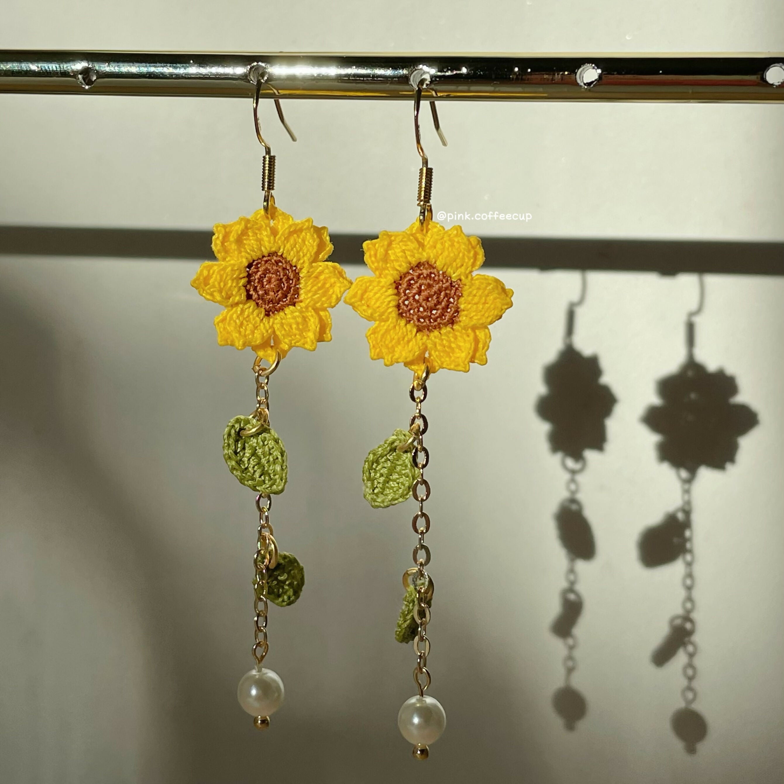 Micro Crochet Sunflowers Drop and Dangle Earrings