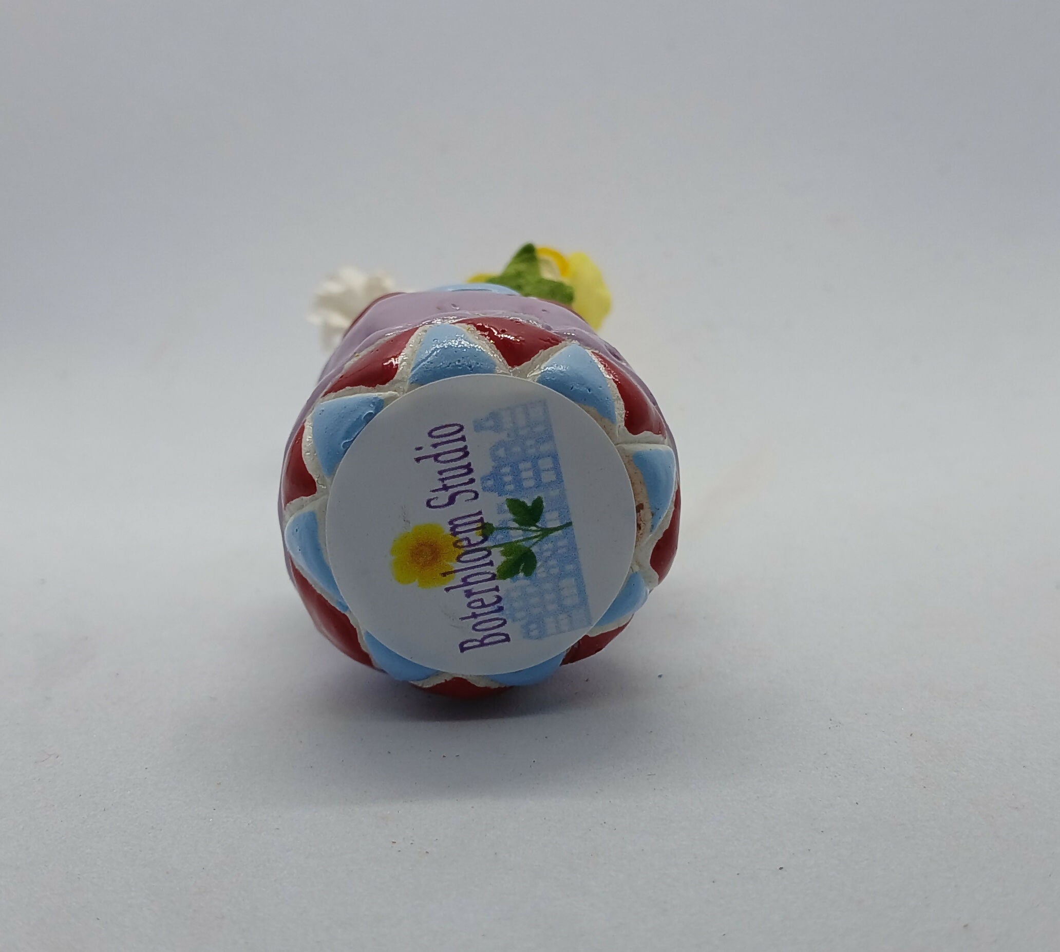 Clay Vase with Faux Flowers