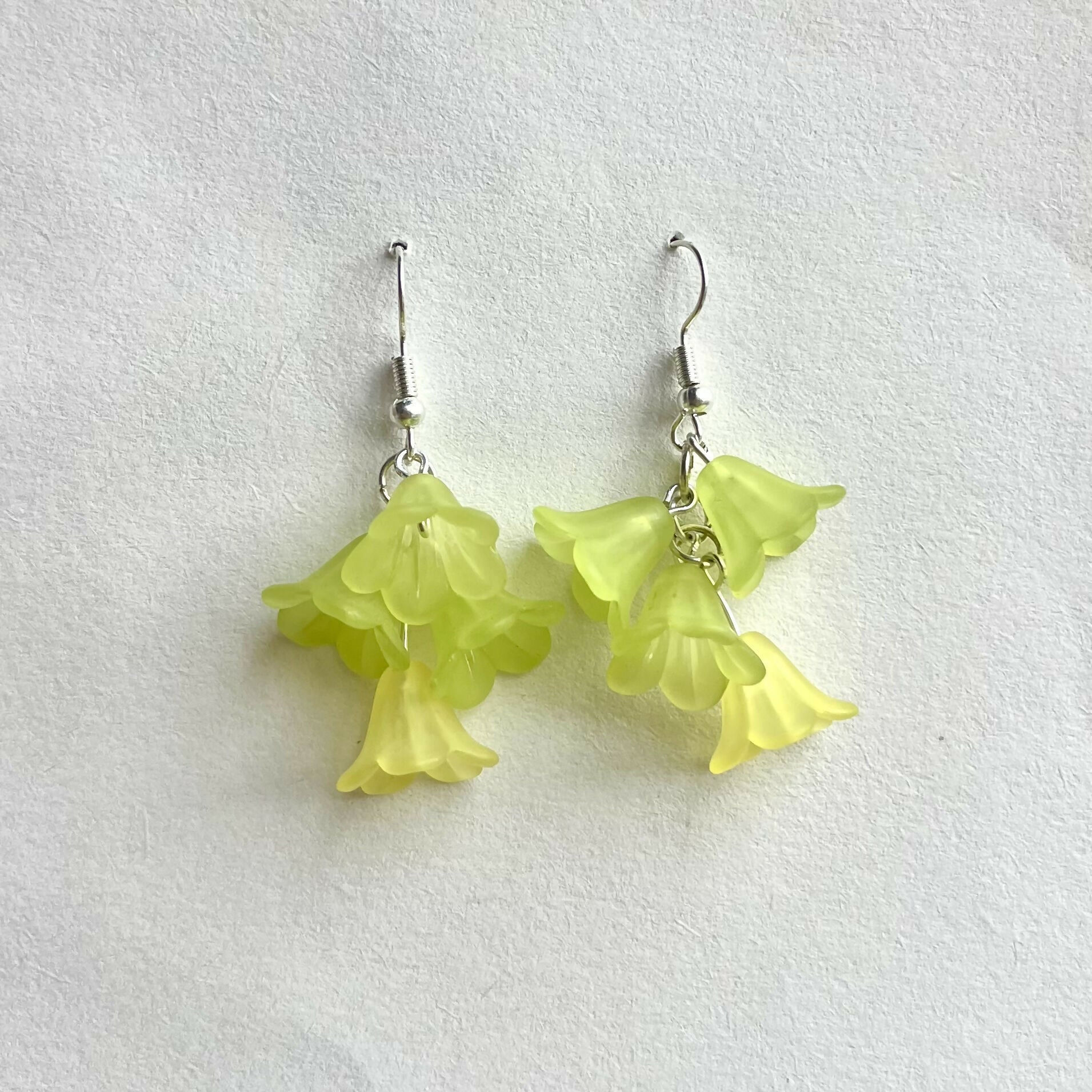 Green Into Yellow Cascading Flower Earrings
