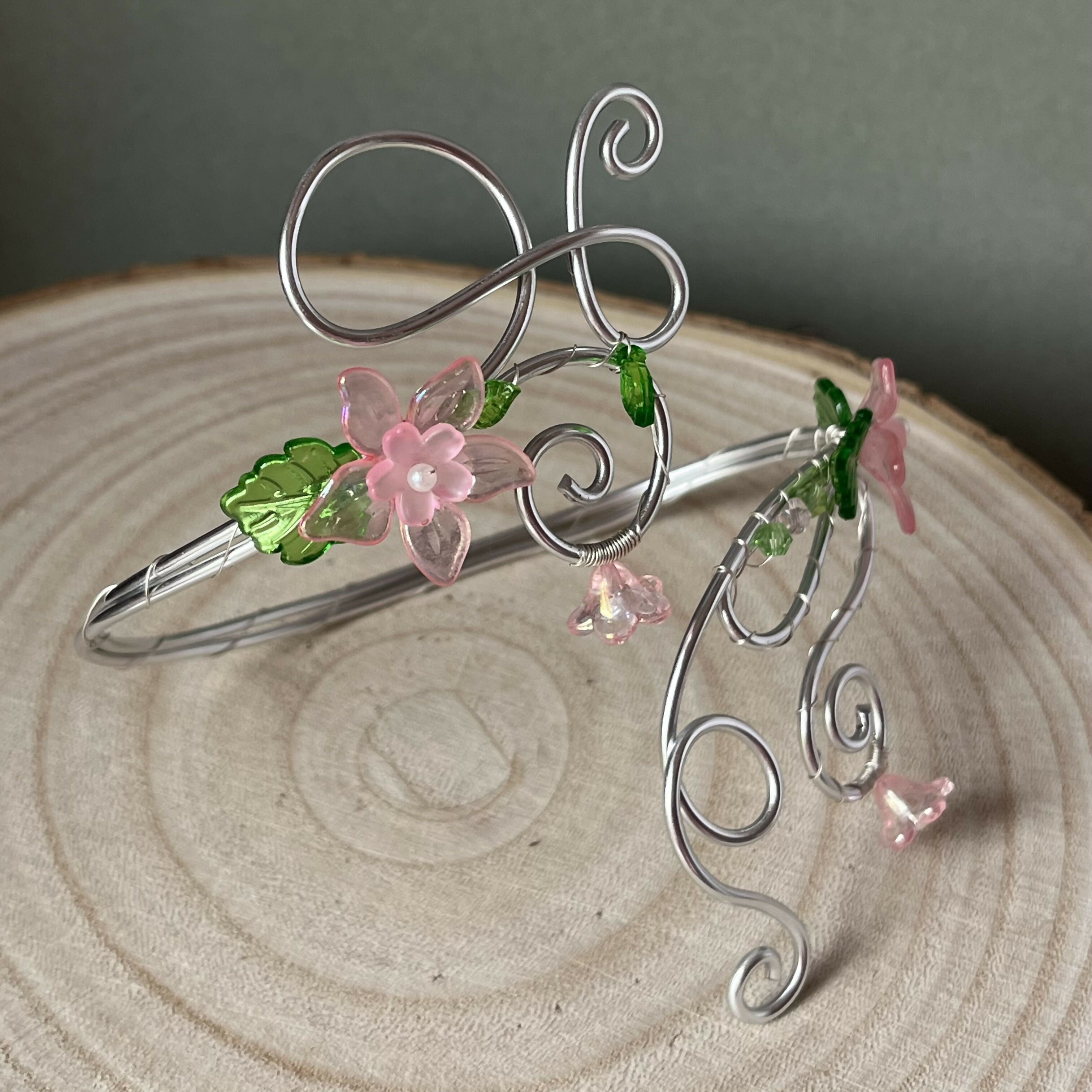 Flowery Fairy Adjustable Aluminium Arm Cuff In Silver