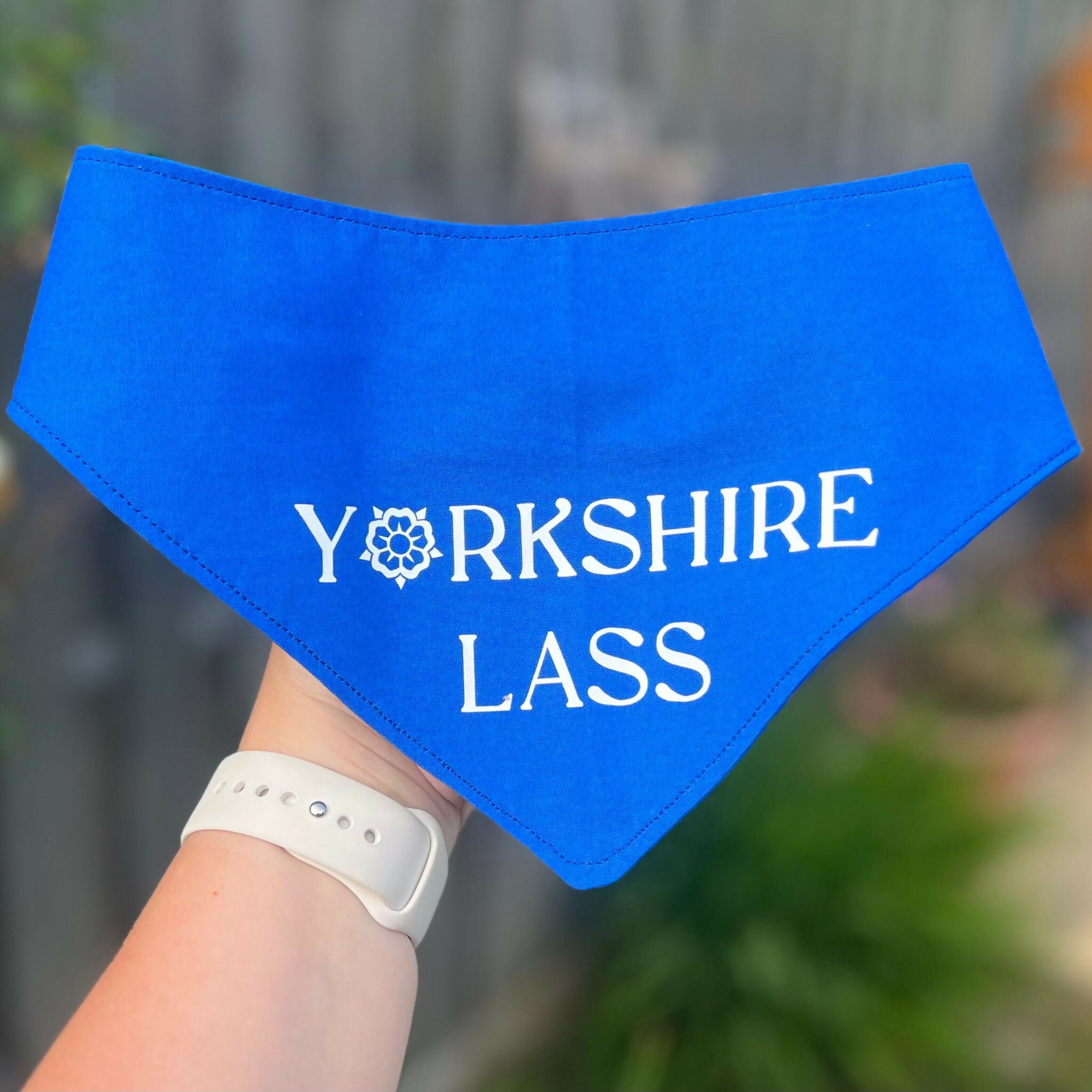 Yorkshire Lass Blue Snap On/Slip on Dog Bandana