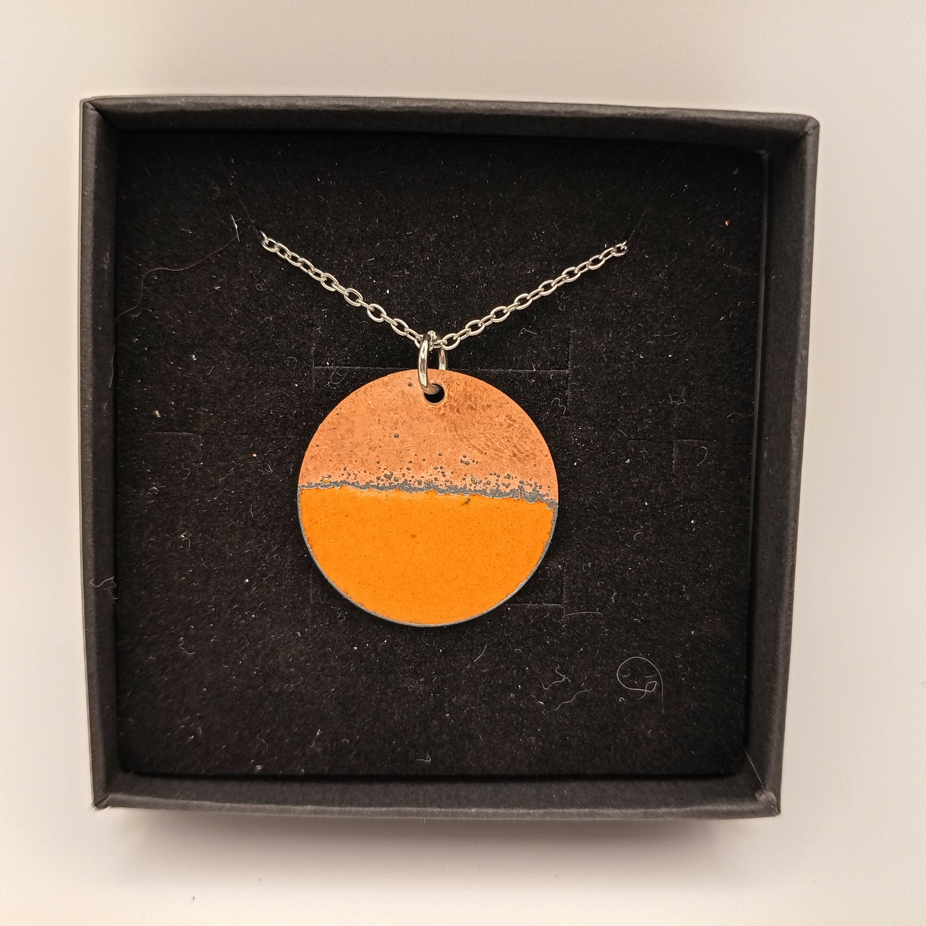 Half Copper Half Yellow Enamel Pendant