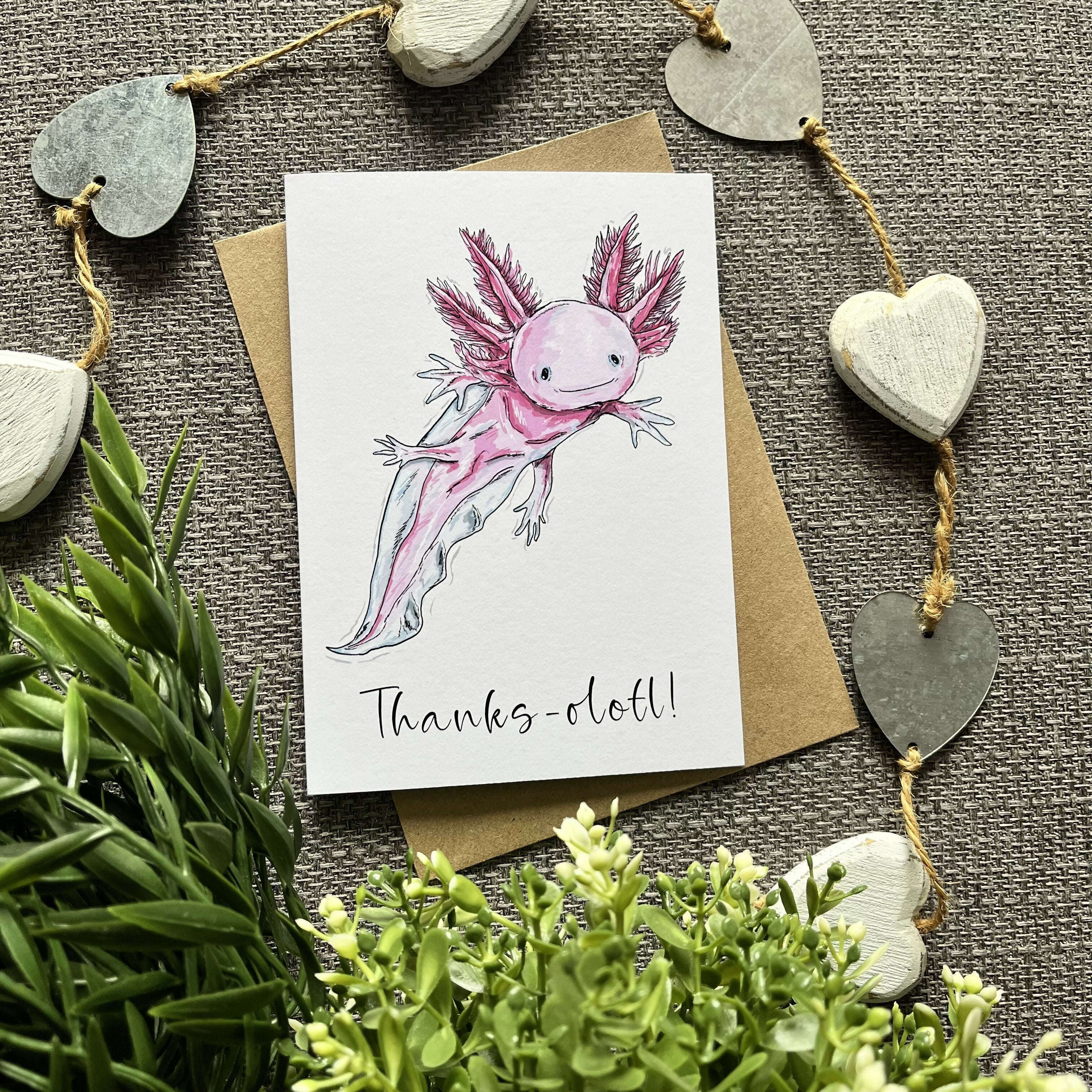 Axolotl Thank You Greetings Card