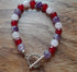 Gemstone Bracelet with a Tibetan Silver Toggle Catch, Amethyst, Faceted Red Chalcedony and Rose Quartz.
