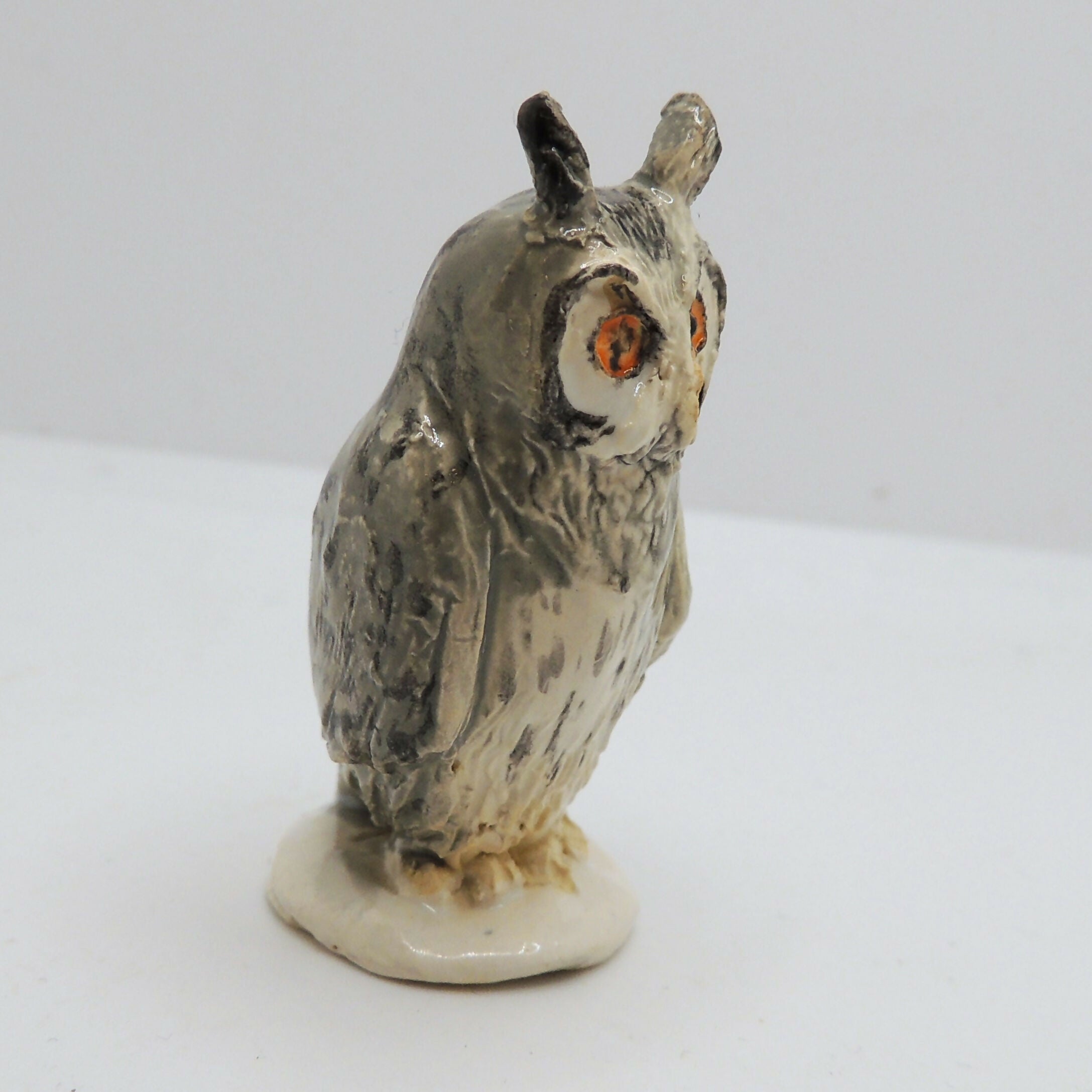 Ceramic White faced scops owl sculpture - Fran