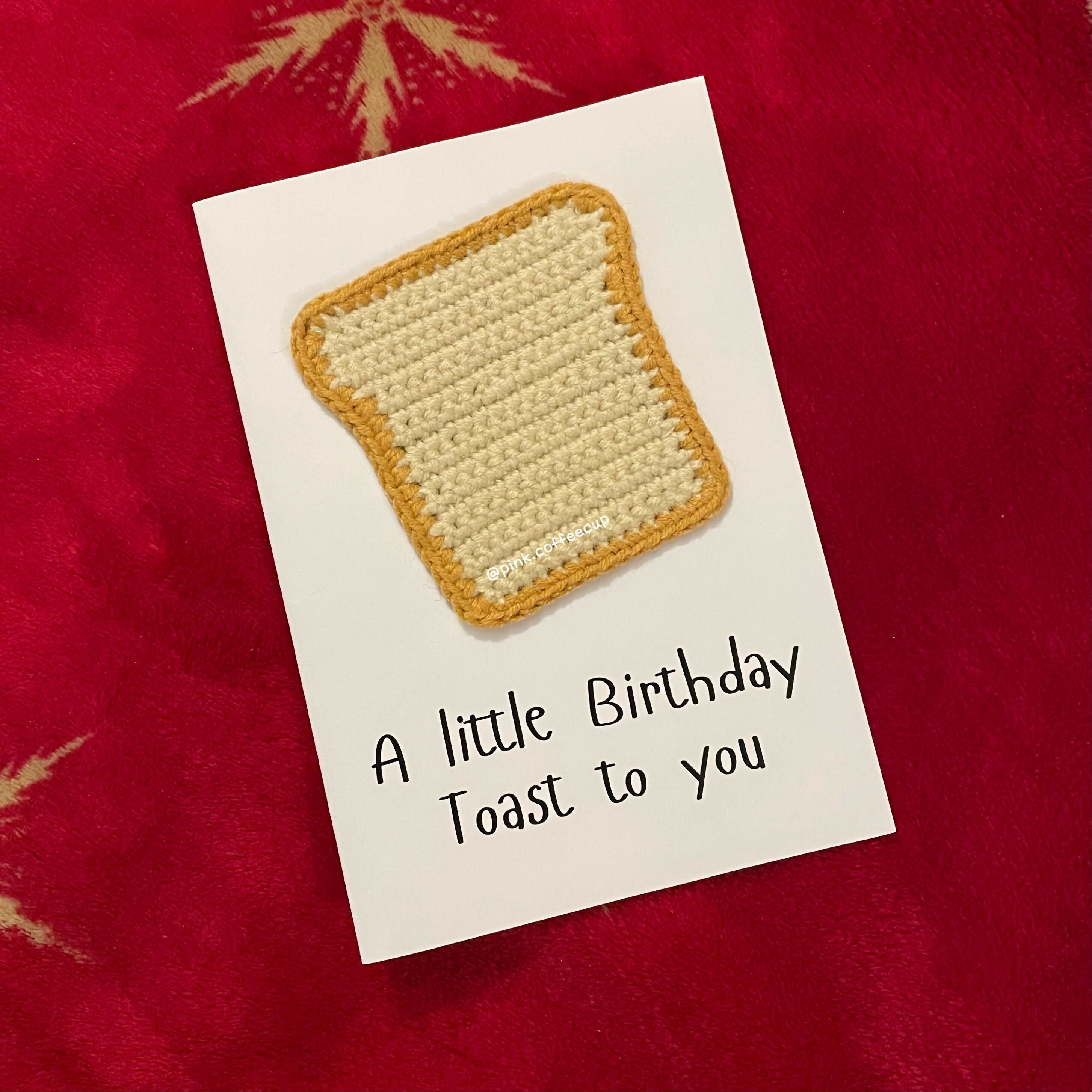 Crochet Handmade Birthday Card - A Little Birthday Toast to You