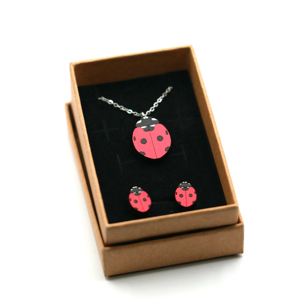 Ladybirds Necklace and Stud Earrings Set