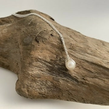 Pearl Drop Necklace, Sterling Silver