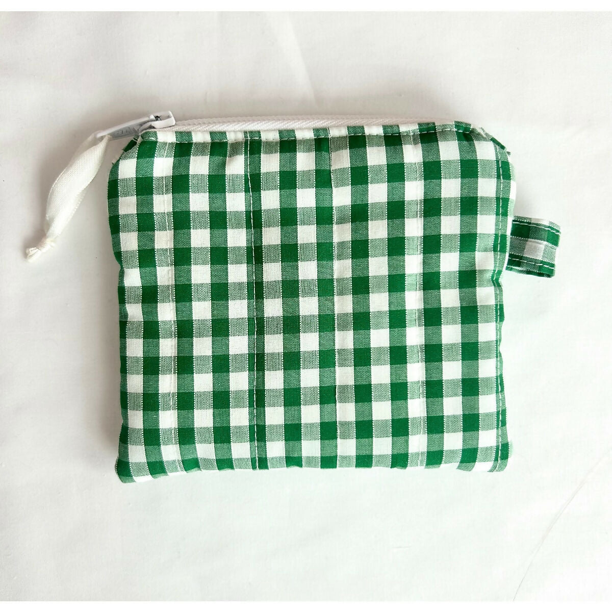 Green Gingham Quilted Coin Purse / Card Holder