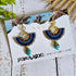 Turquoise Crystal Macramé Earrings; Blue Boho Earrings With Gold Spiral Wire Art