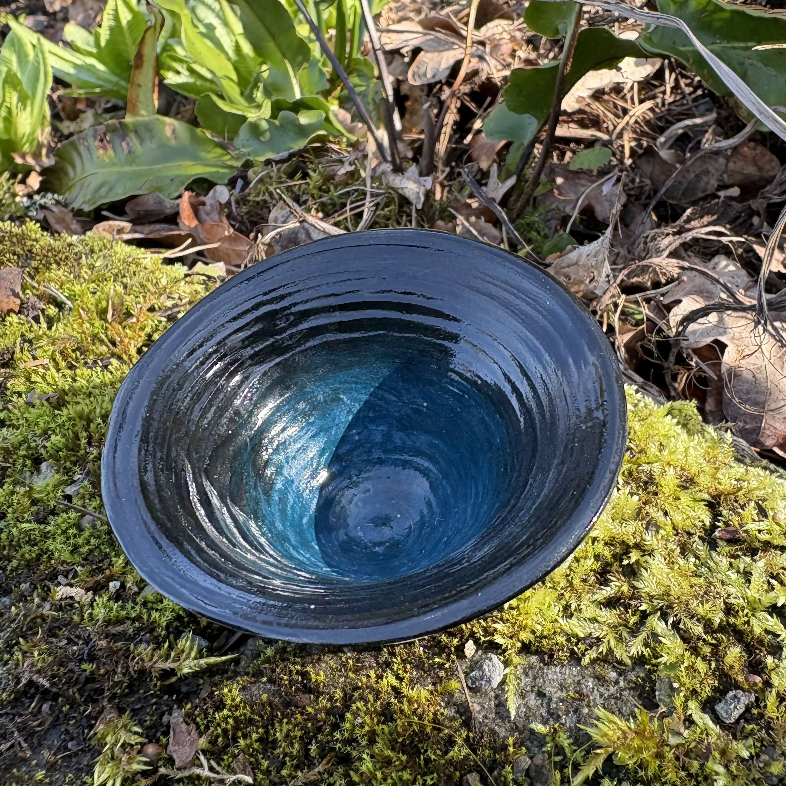 Black and Turquoise Speckled Bowl