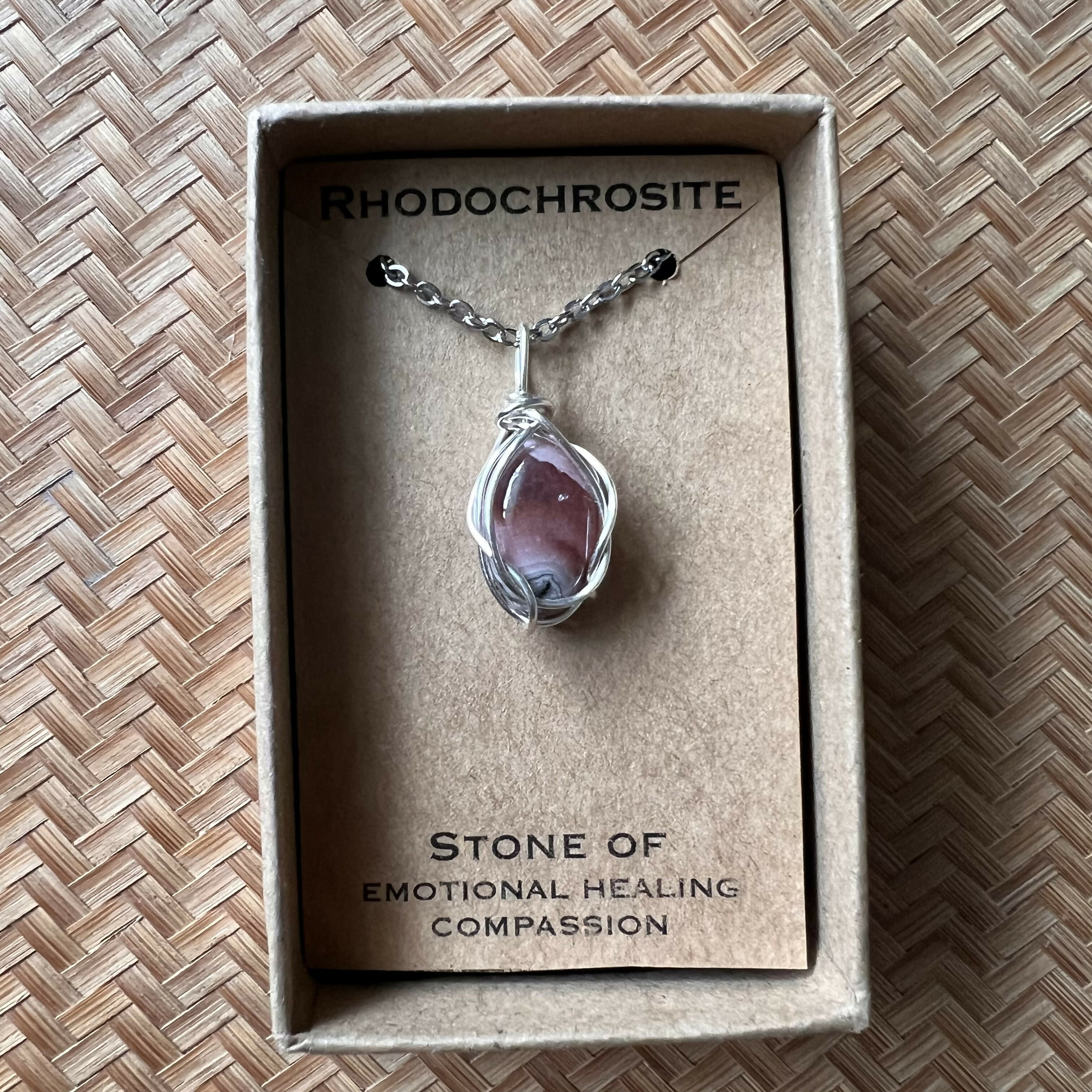 Rhodochrosite Wire Wrapped Pendant