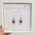 Pressed Purple Flowers Earrings Sterling Silver