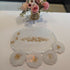 ELEGANT WHITE AND PEARLS HANDMADE RESIN TRAY WITH 4 COASTERS