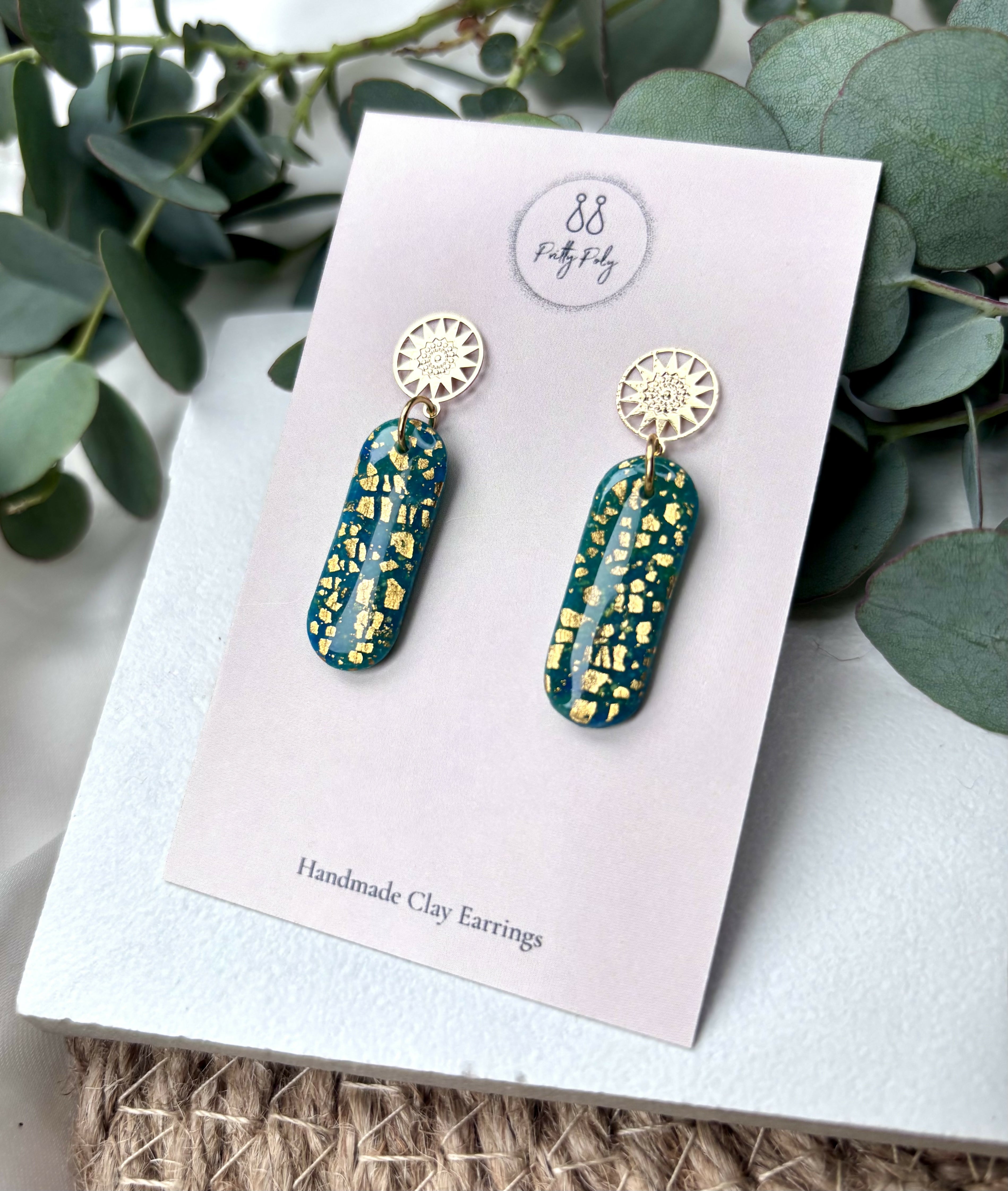 Celestial Blue Drop Polymer Clay Earrings
