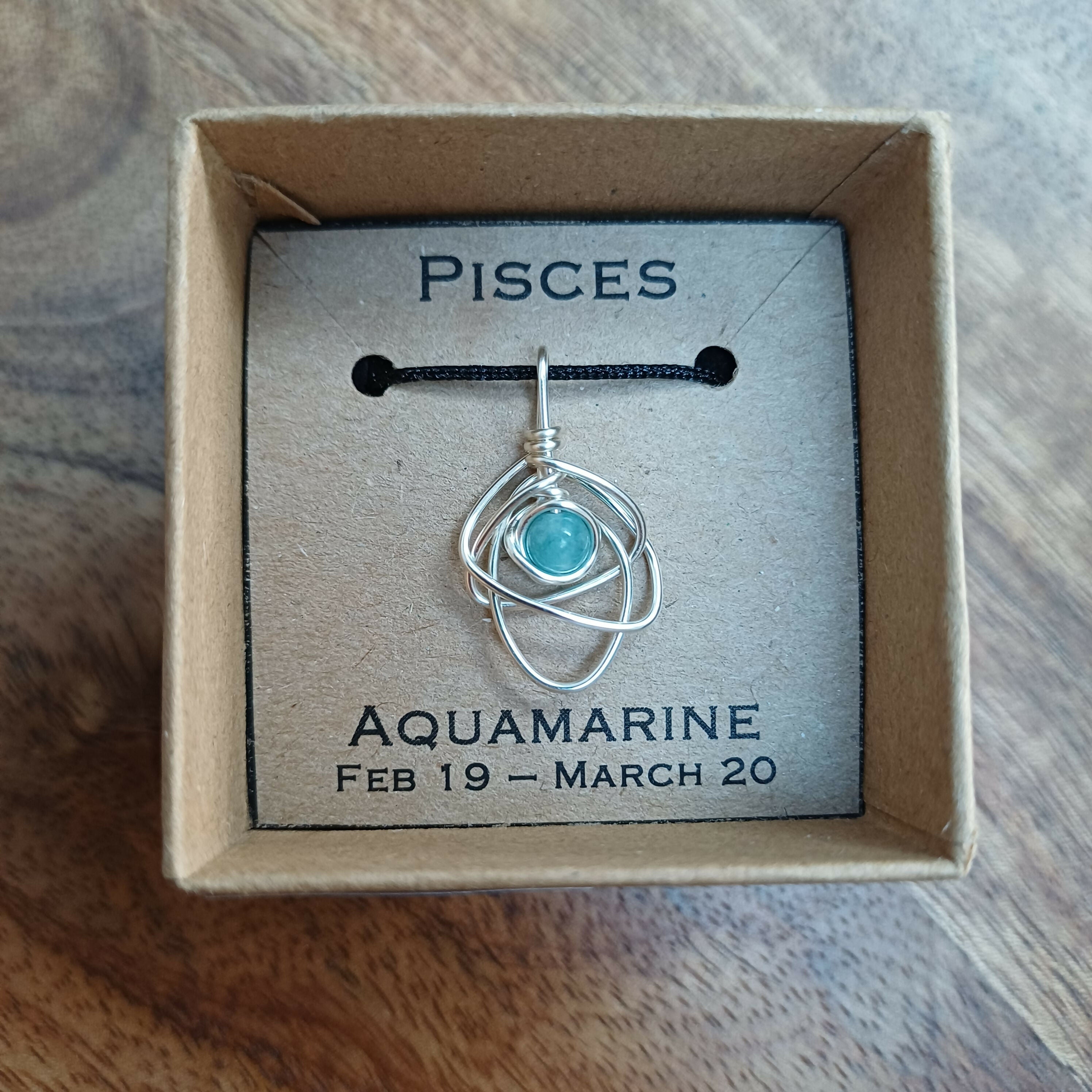 Pisces Aquamarine Zodiac Necklace