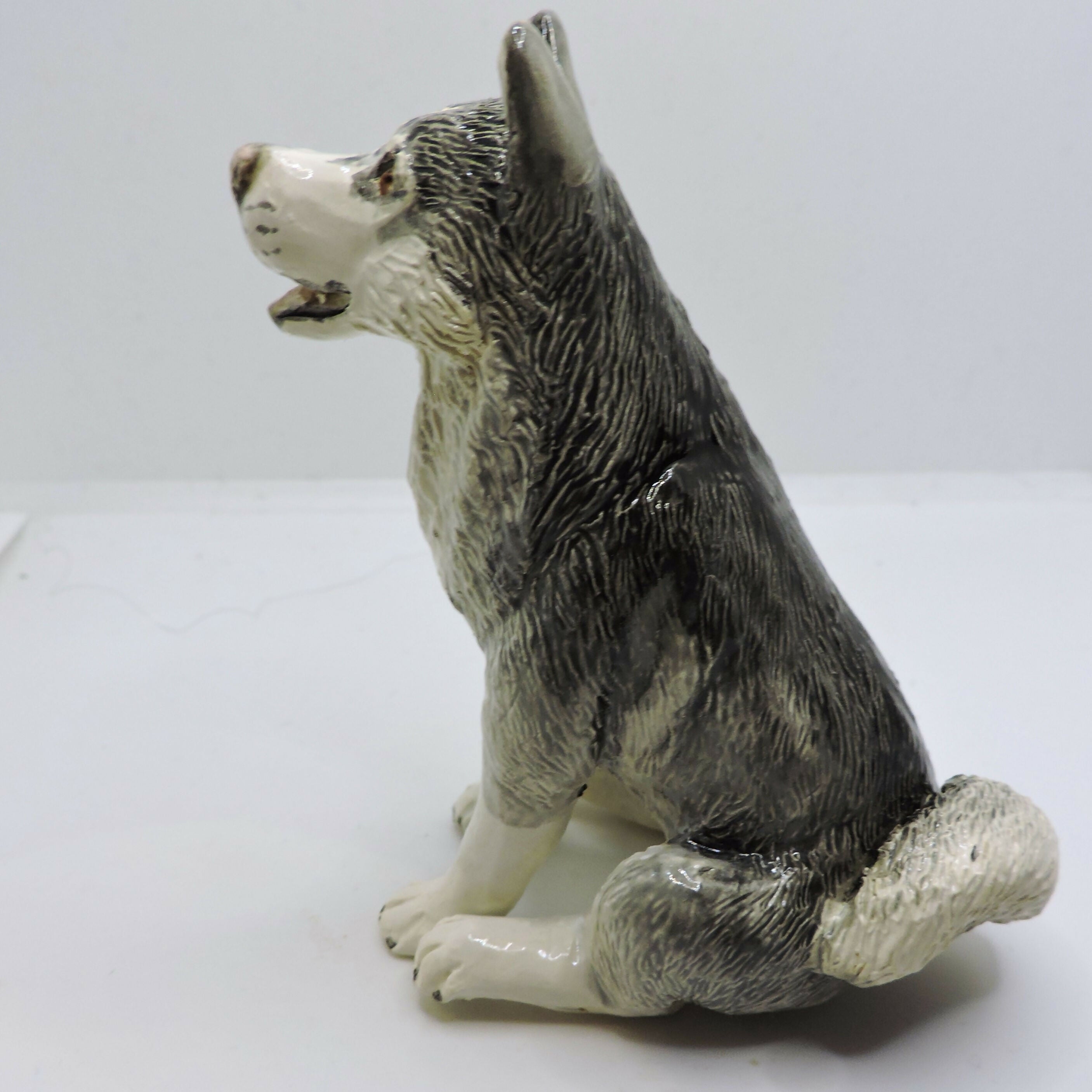 Ceramic Husky dog sculpture