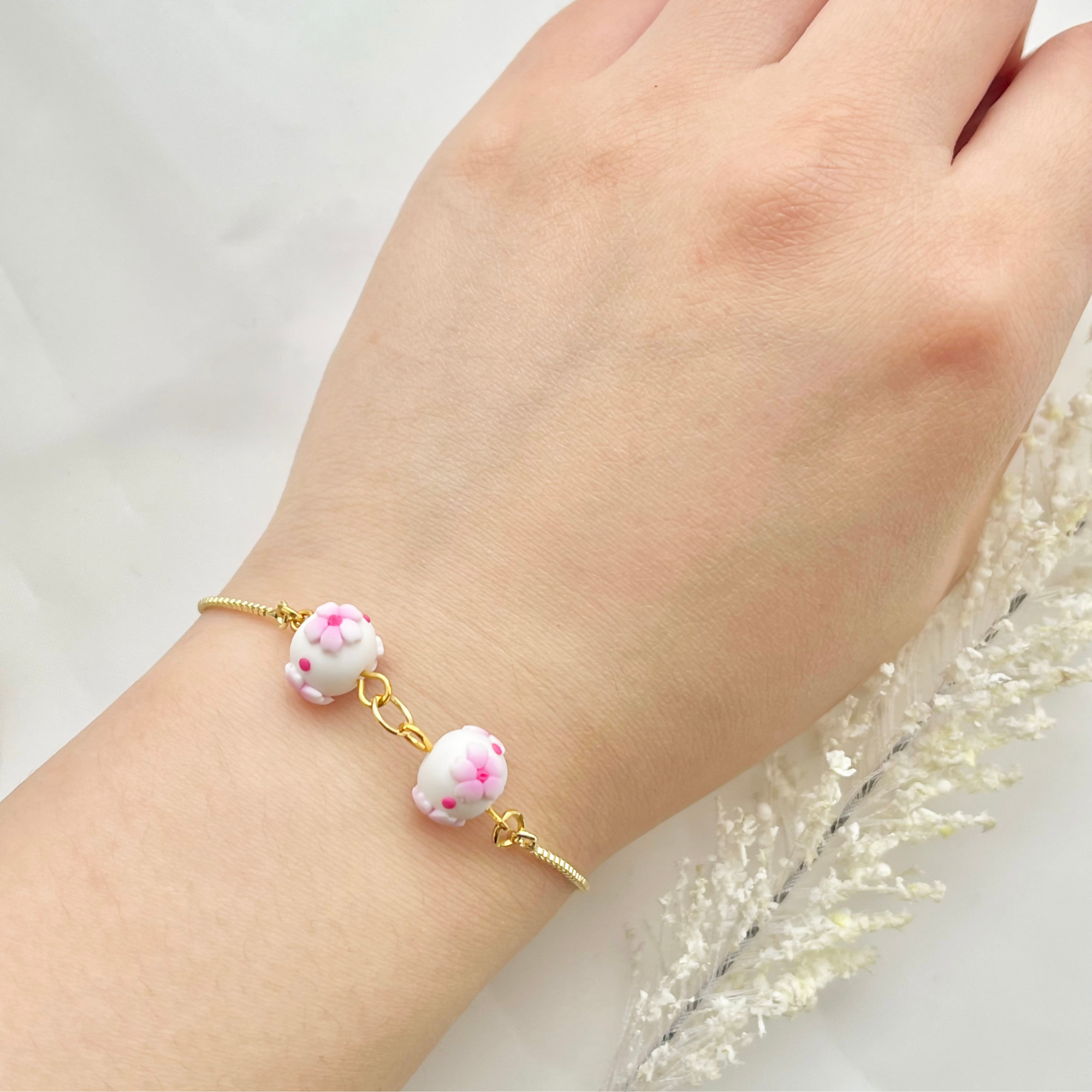 Cherry Blossom Bracelets - Handmade Polymer Clay Bracelets