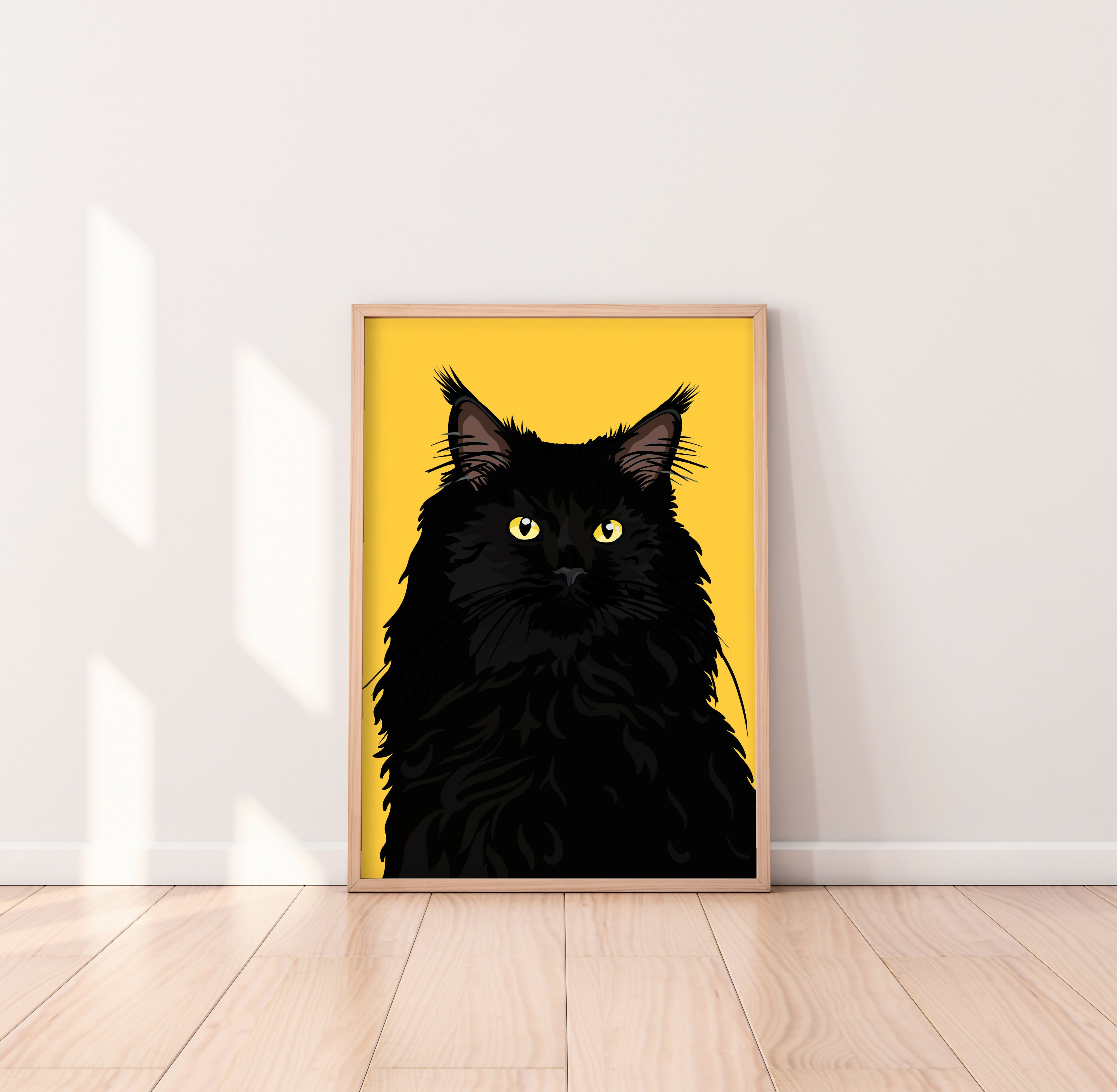 Black Ragdoll Yellow Eyes Cat Art Print