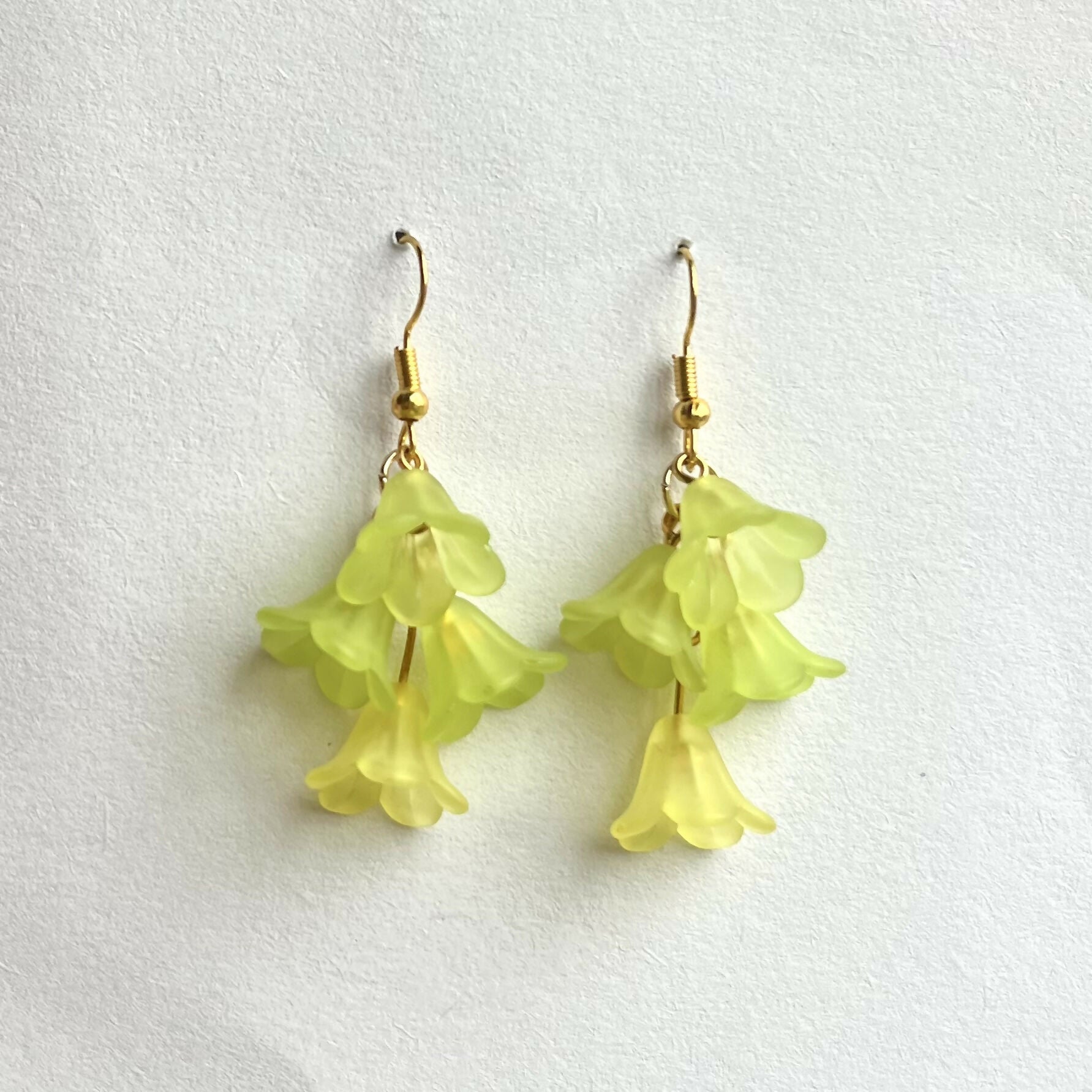 Green Into Yellow Cascading Flower Earrings