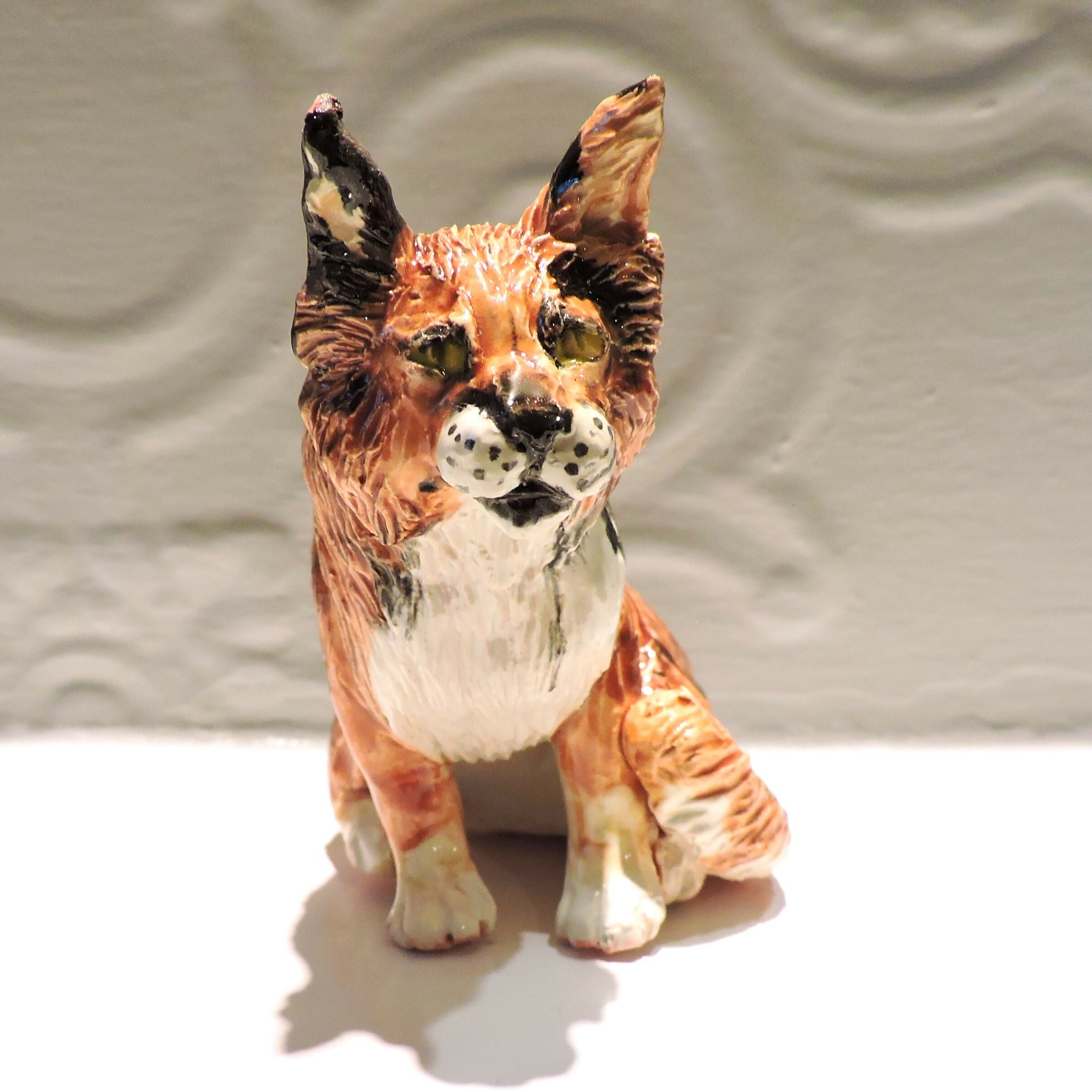 Ceramic maine coon cat sculpture