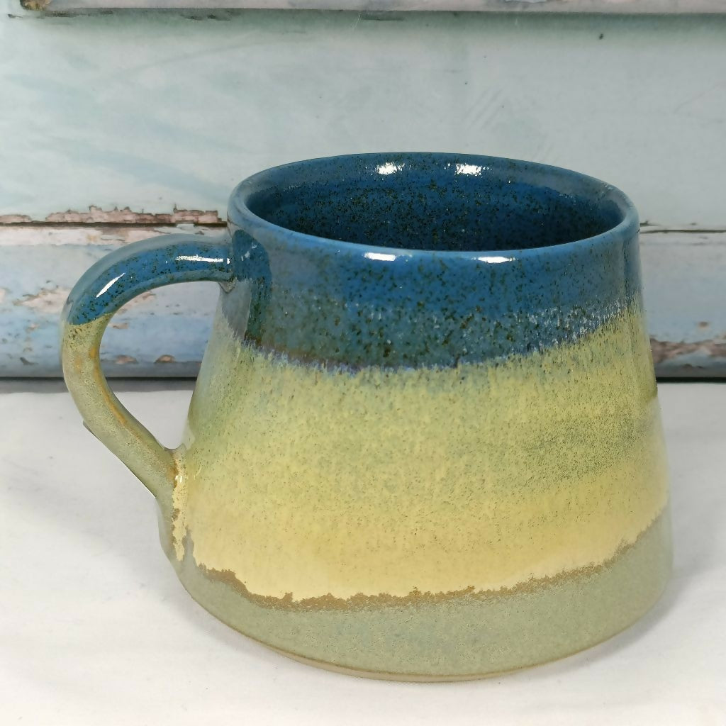 Handmade Ceramic Mug Dipped in 3 Colour Glazes