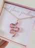 Real Flower Pink Snake Necklace Gold Plated