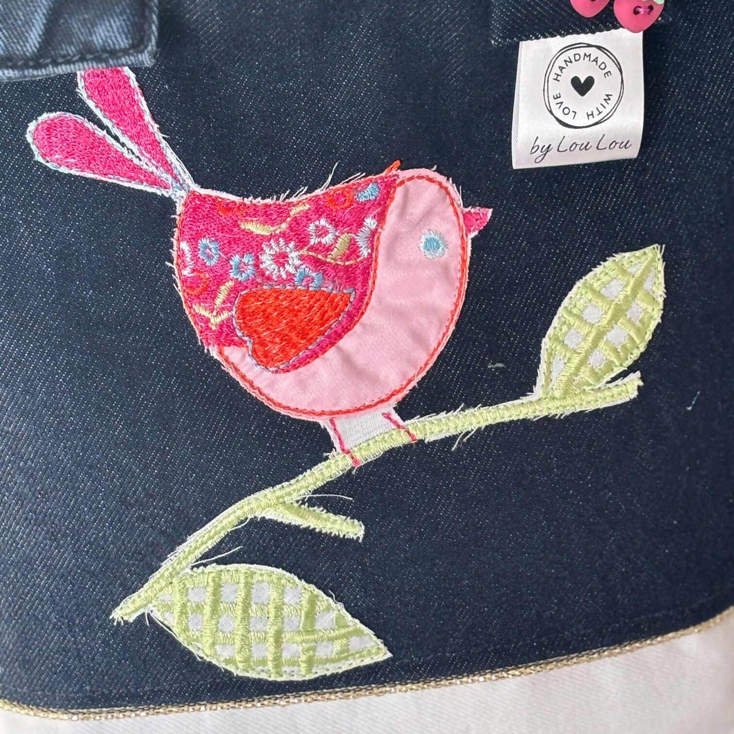 Unique Handcrafted Denim Small Tote Bag Made From Upcycled Jeans With Applique