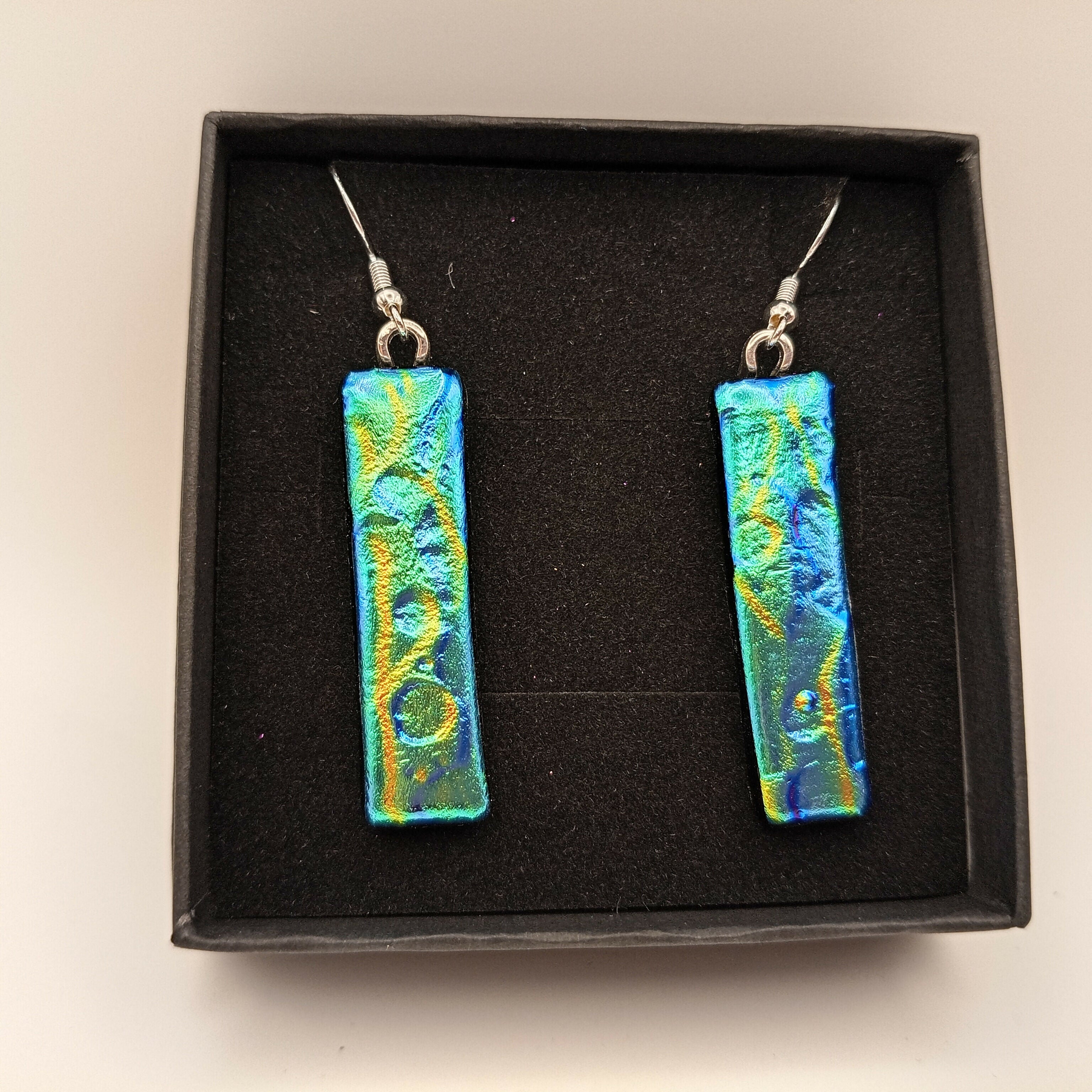 Green and Blue Dichroic Earrings