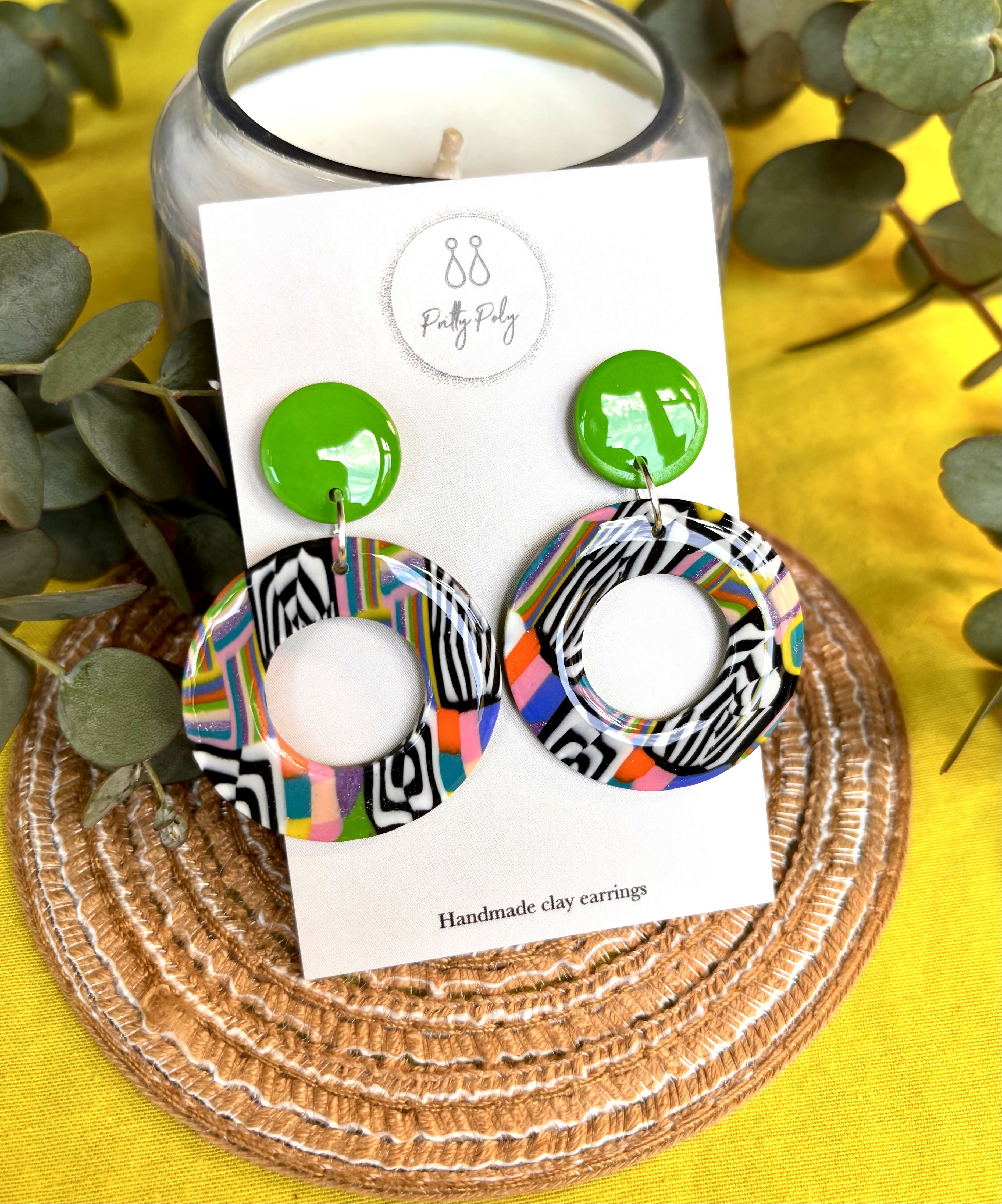 Funky Pattern Collection - Doughnut Polymer Clay Earrings